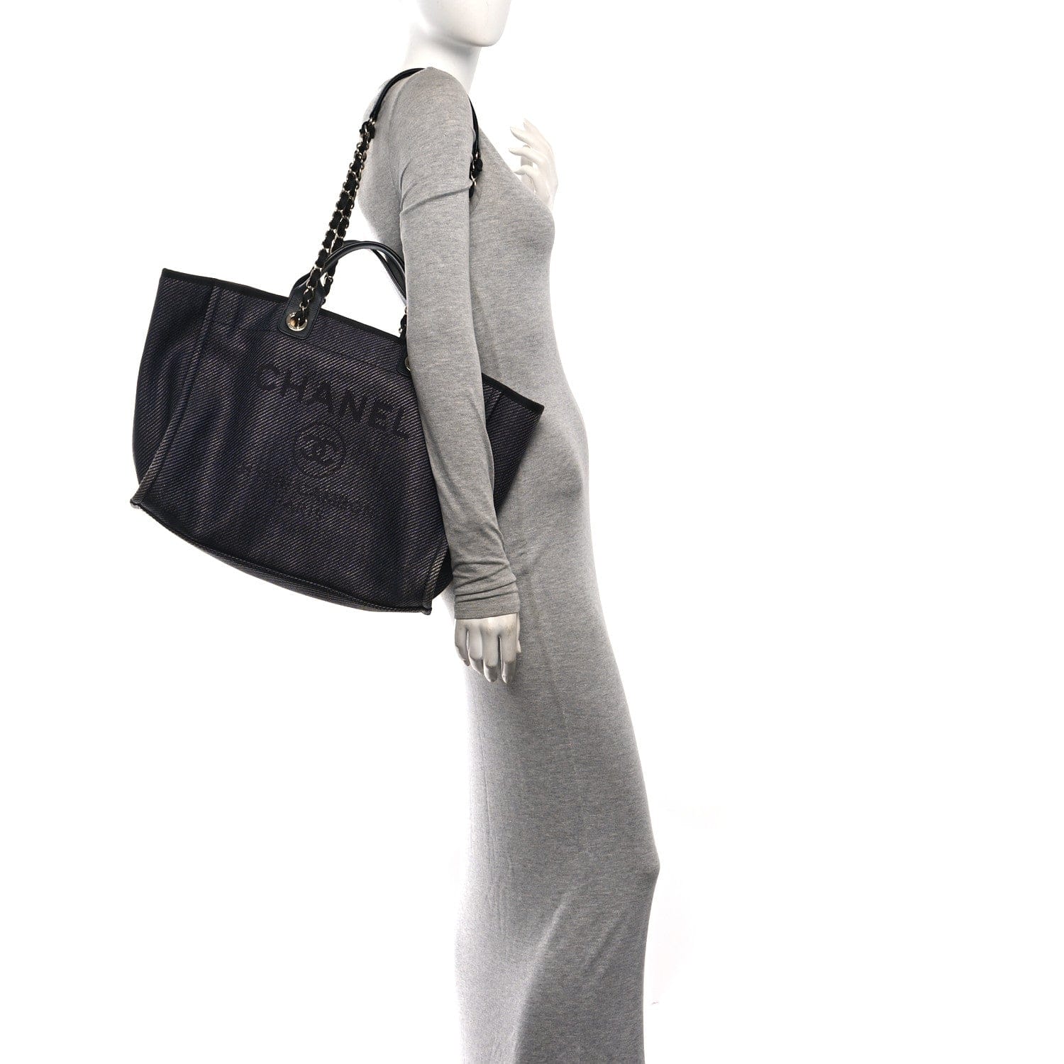 Chanel Mixed Fibers Calfskin Medium Deauville Tote Black