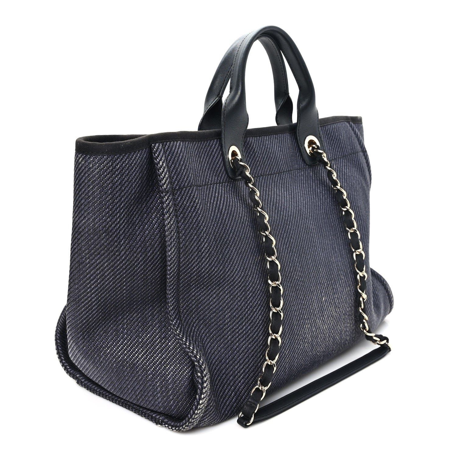 Chanel Mixed Fibers Calfskin Medium Deauville Tote Black