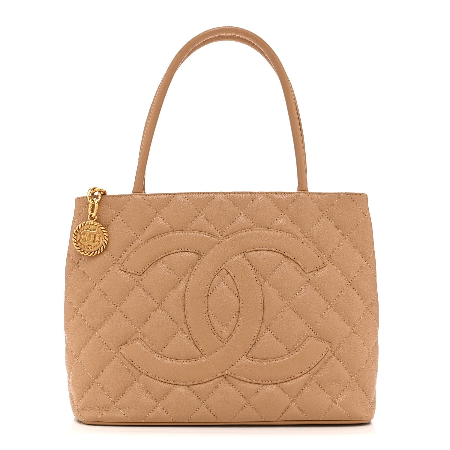 Chanel Caviar Quilted Medallion Tote Beige