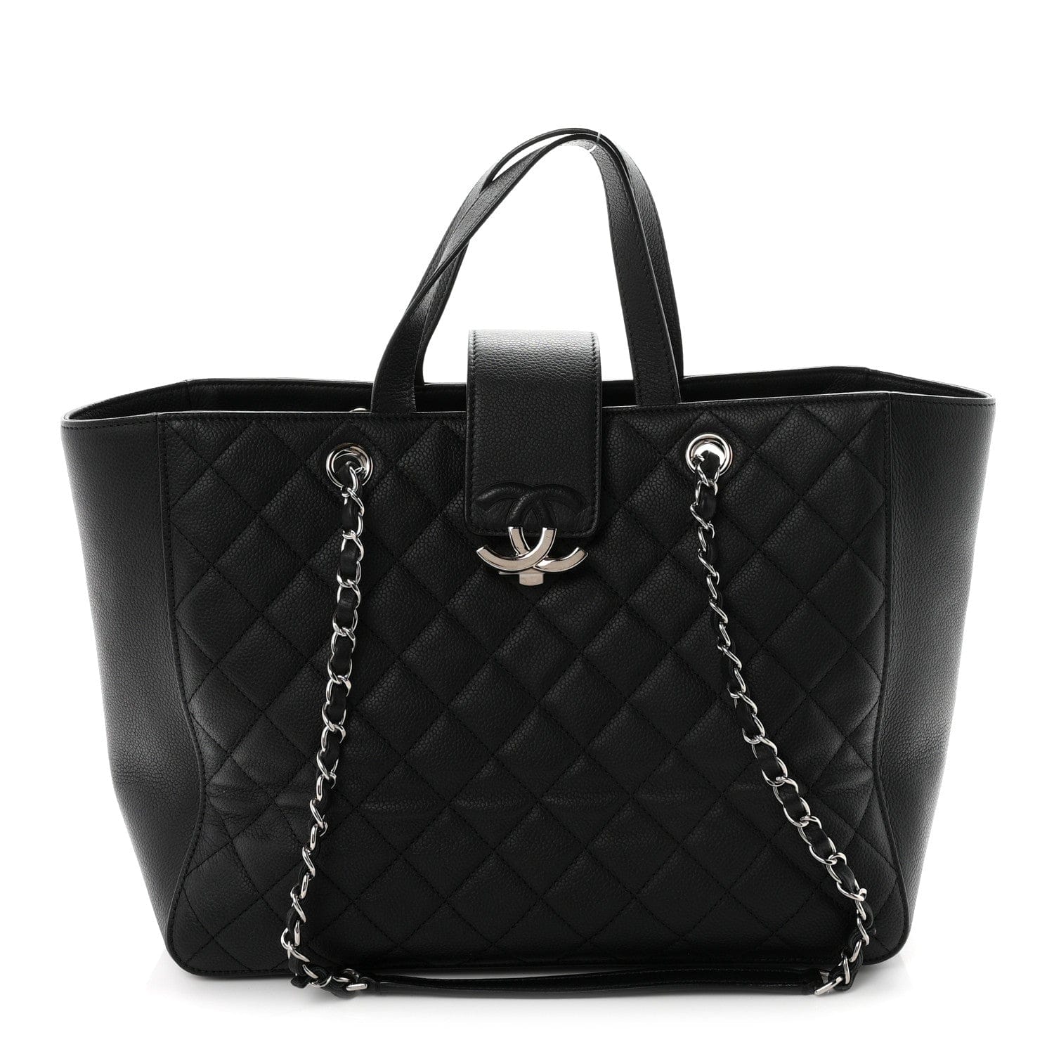 Chanel Caviar Quilted Large CC Box Shopping Tote Black