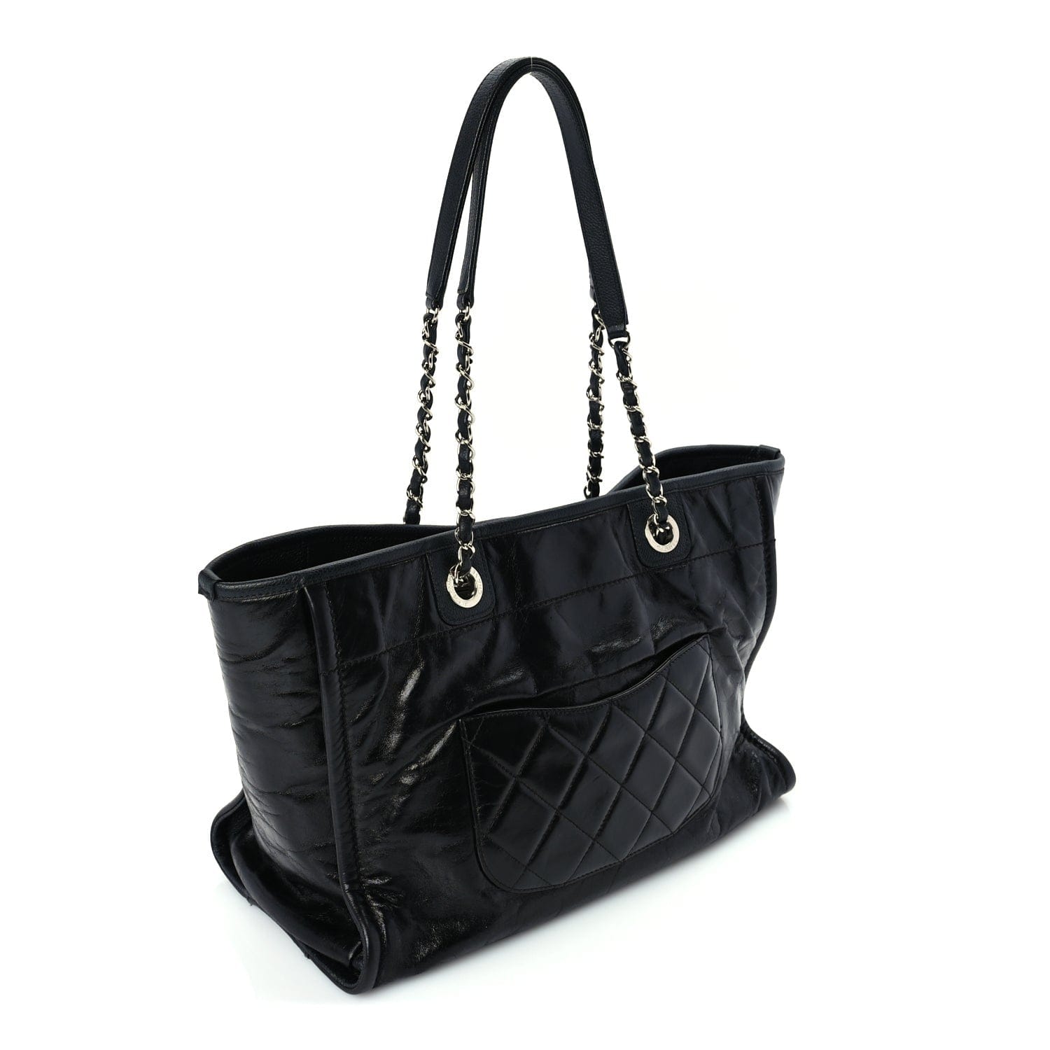 Chanel Glazed Calfskin Small Deauville Tote Black