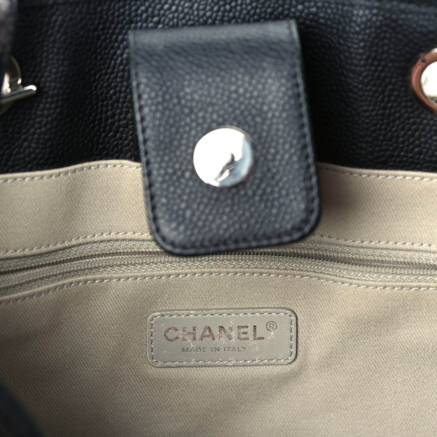 Chanel Glazed Calfskin Small Deauville Tote Black