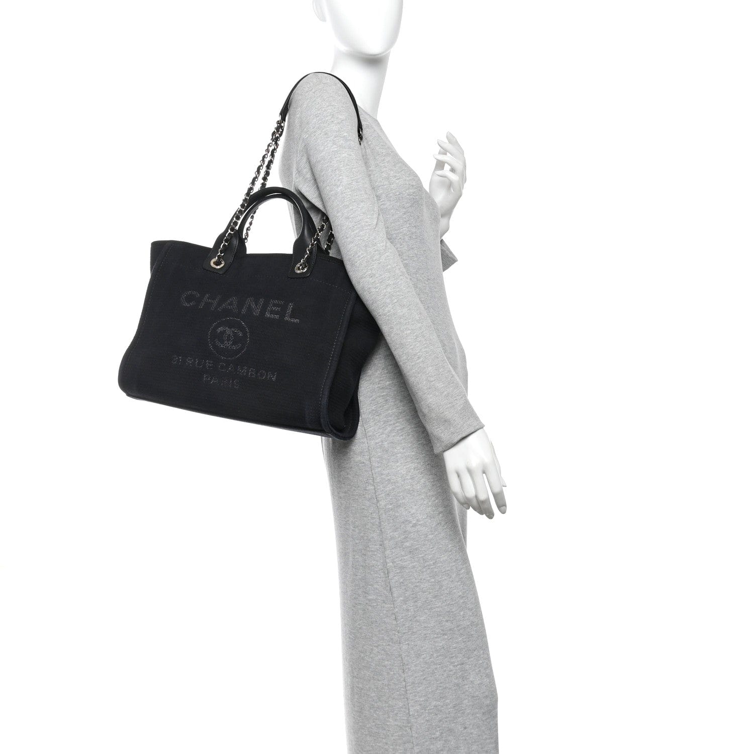 Chanel Mixed Fibers Small Deauville Tote Black