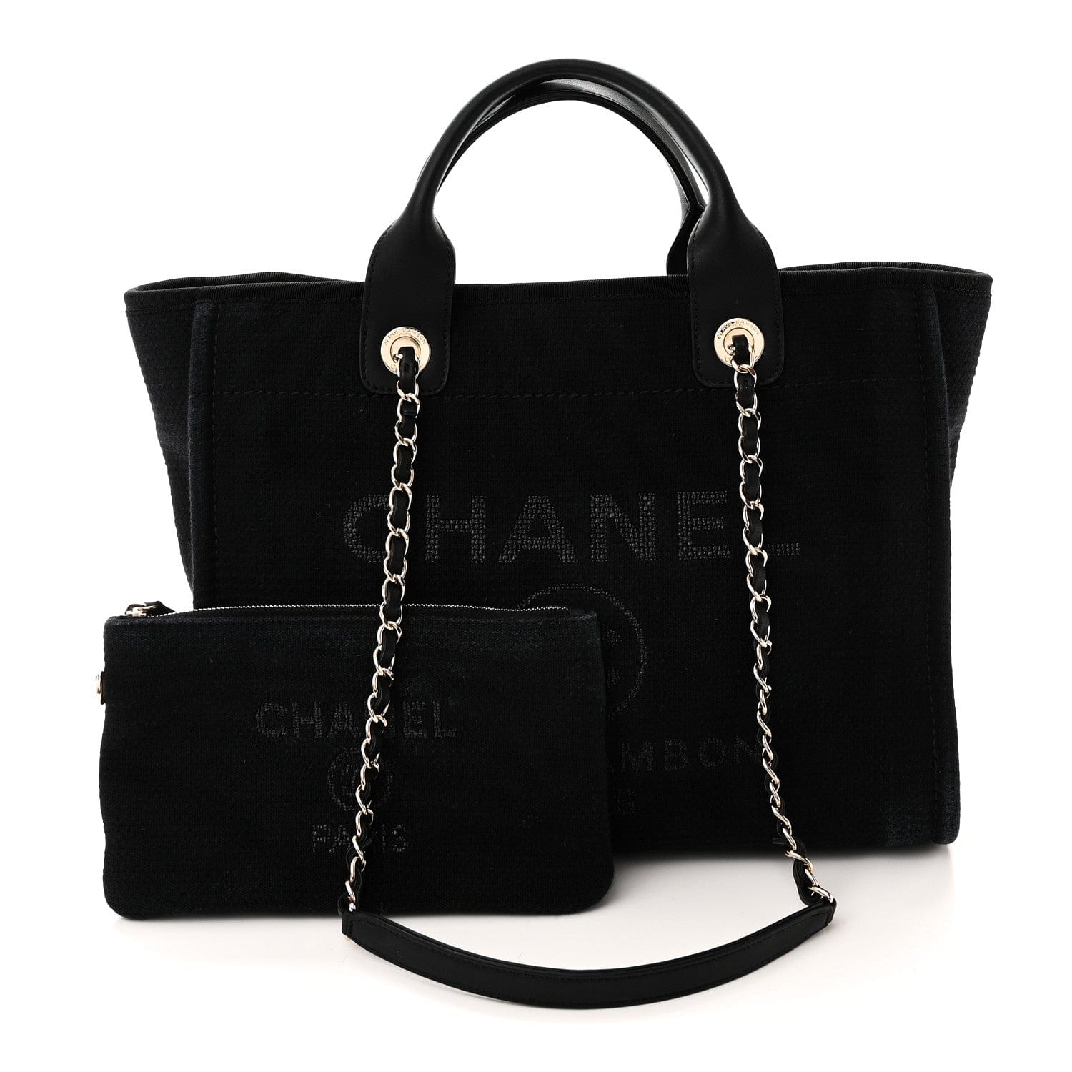Chanel Mixed Fibers Small Deauville Tote Black