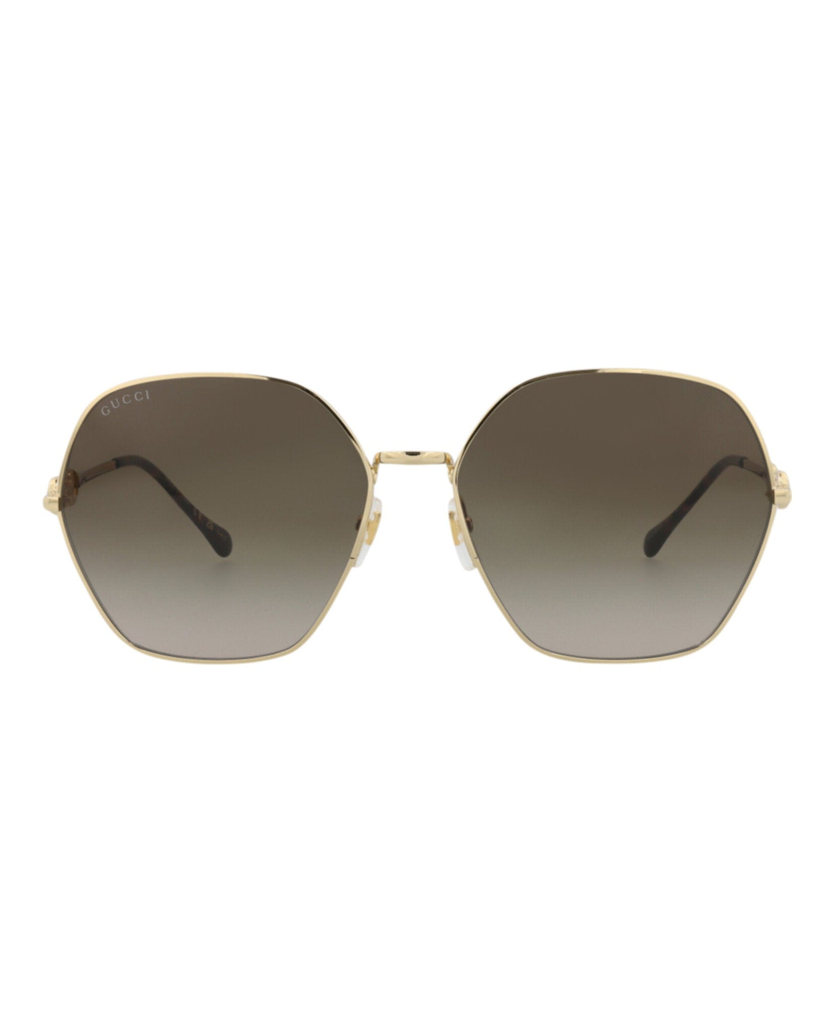 Gucci Womens Square/Rectangle Gold Gold Brown Fashion Designer Eyewear