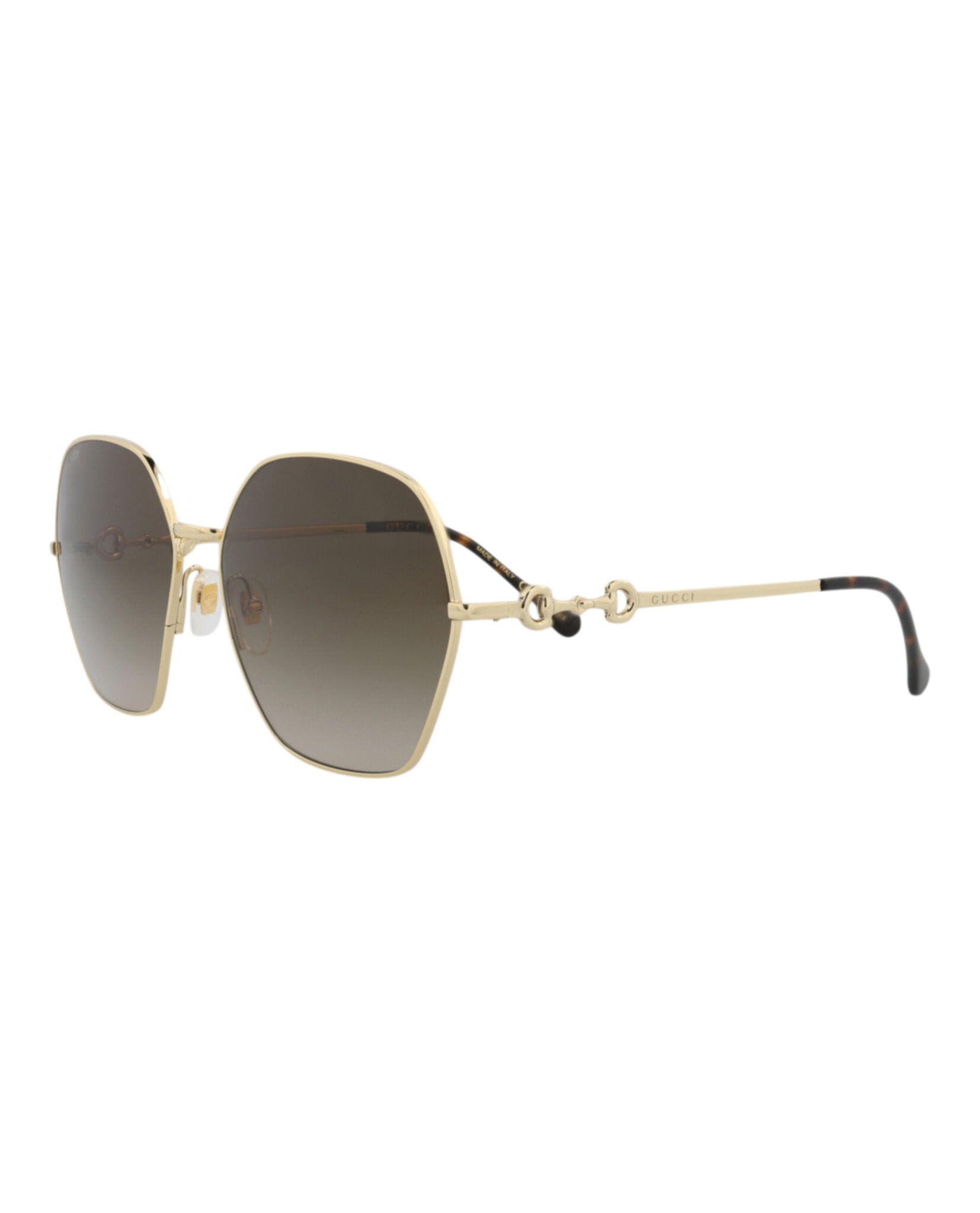 Gucci Womens Square/Rectangle Gold Gold Brown Fashion Designer Eyewear