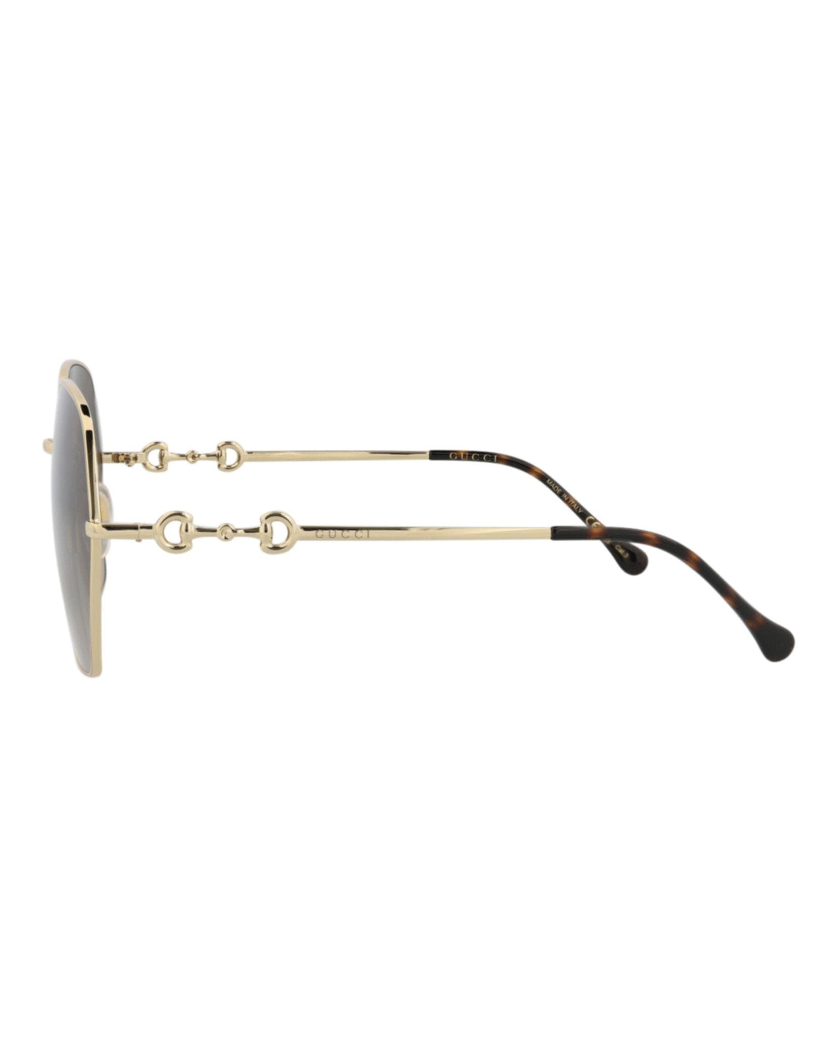 Gucci Womens Square/Rectangle Gold Gold Brown Fashion Designer Eyewear