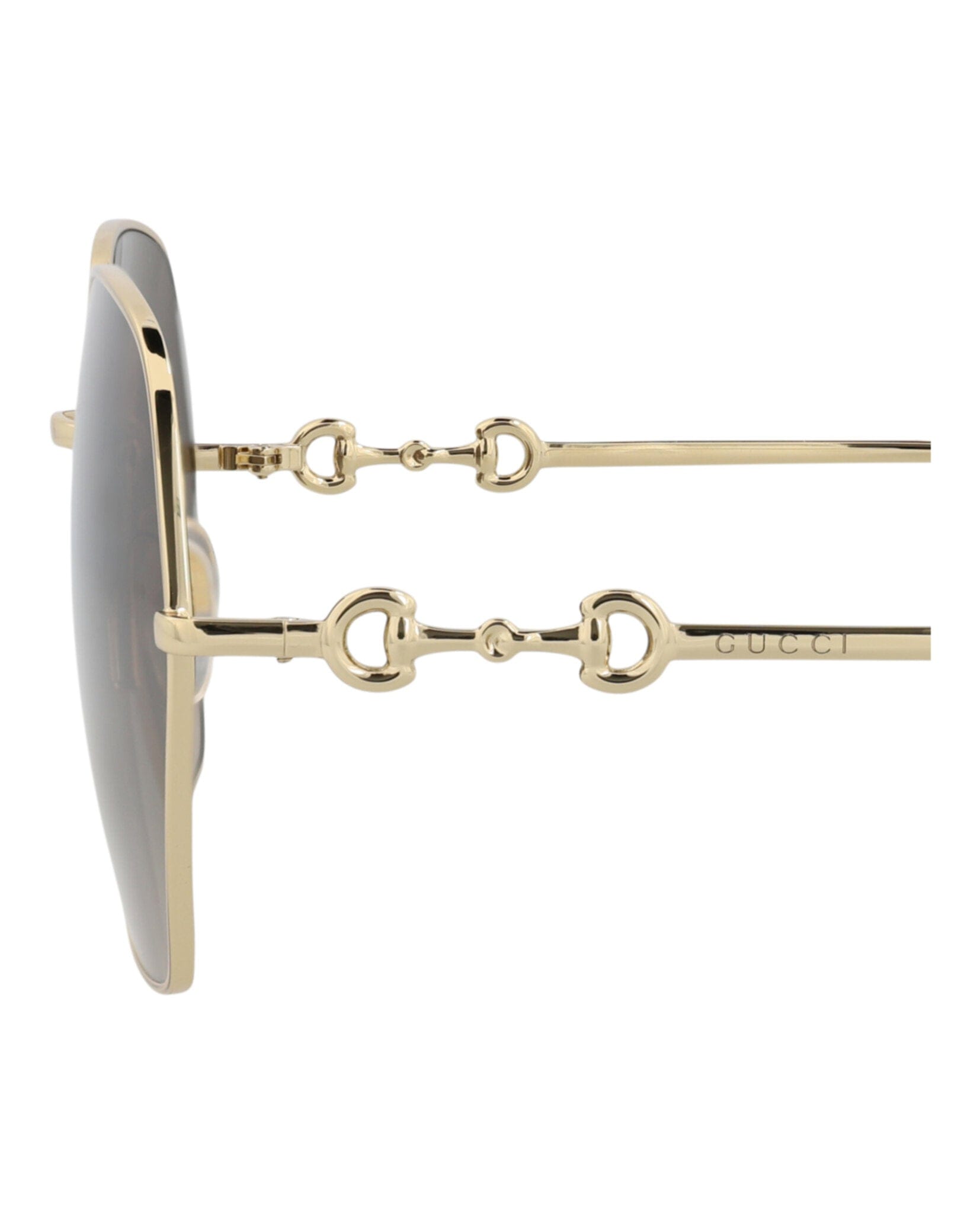 Gucci Womens Square/Rectangle Gold Gold Brown Fashion Designer Eyewear