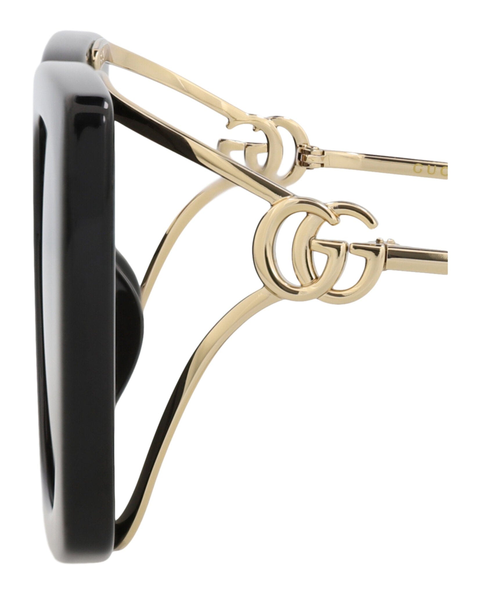 Gucci Womens Square/Rectangle Black Gold Grey Fashion Designer Eyewear