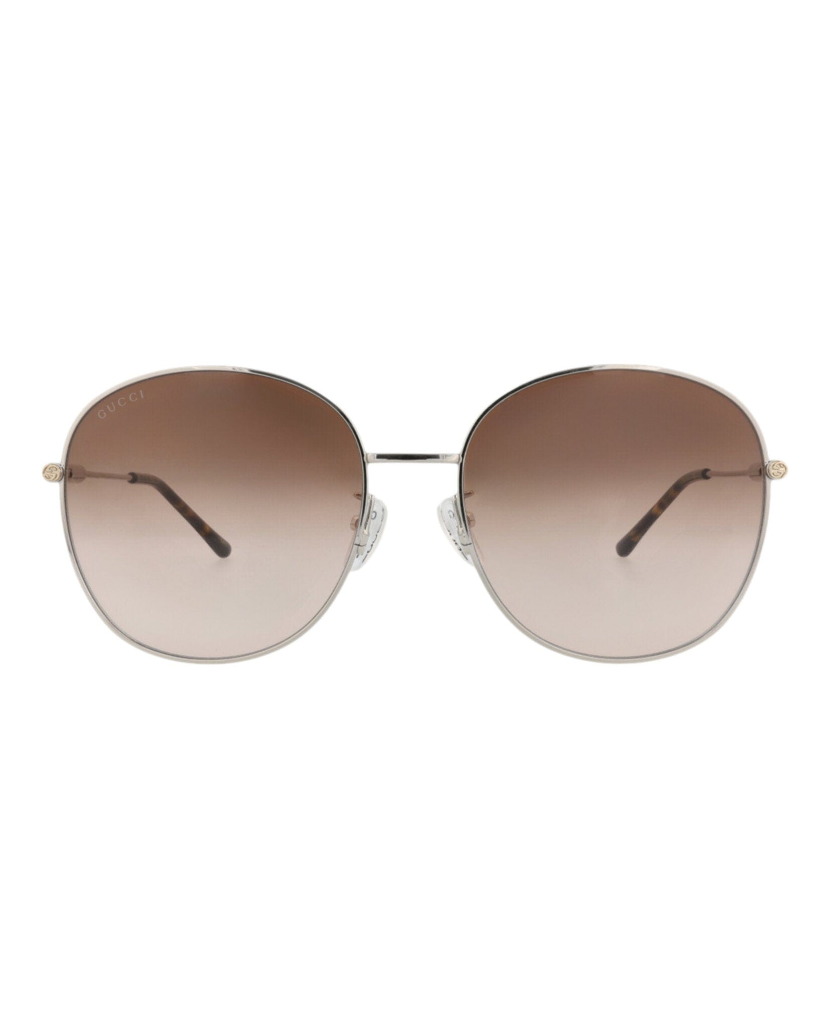 Gucci Womens Round/Oval Silver Silver Brown Fashion Designer Eyewear
