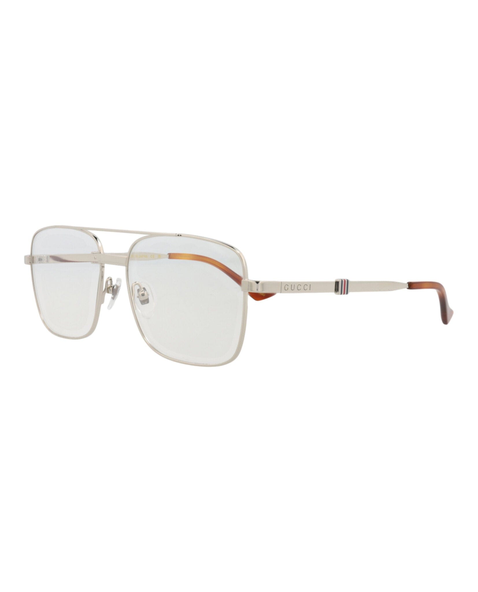 Gucci Mens Aviator Silver Silver Transparent Fashion Designer Eyewear