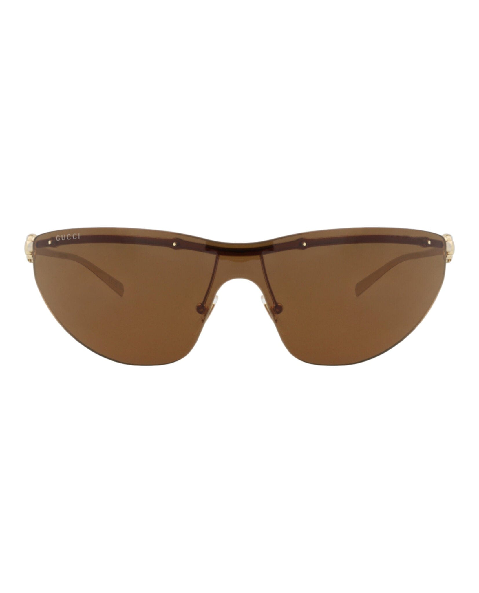 Gucci Womens Shield/Wrap Gold Gold Brown Fashion Designer Eyewear