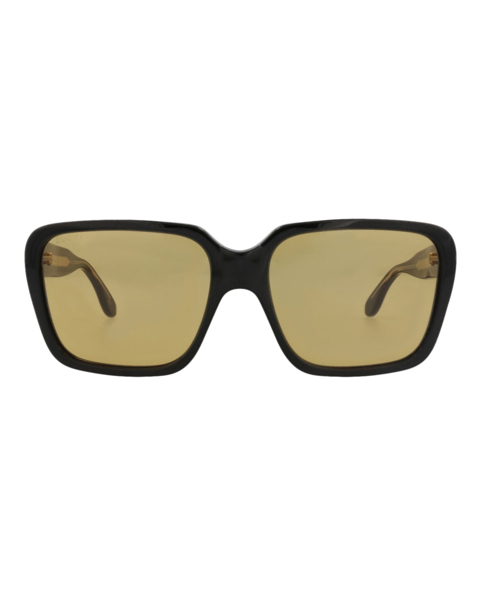 Gucci Mens Square/Rectangle Black Black Yellow Fashion Designer Eyewear