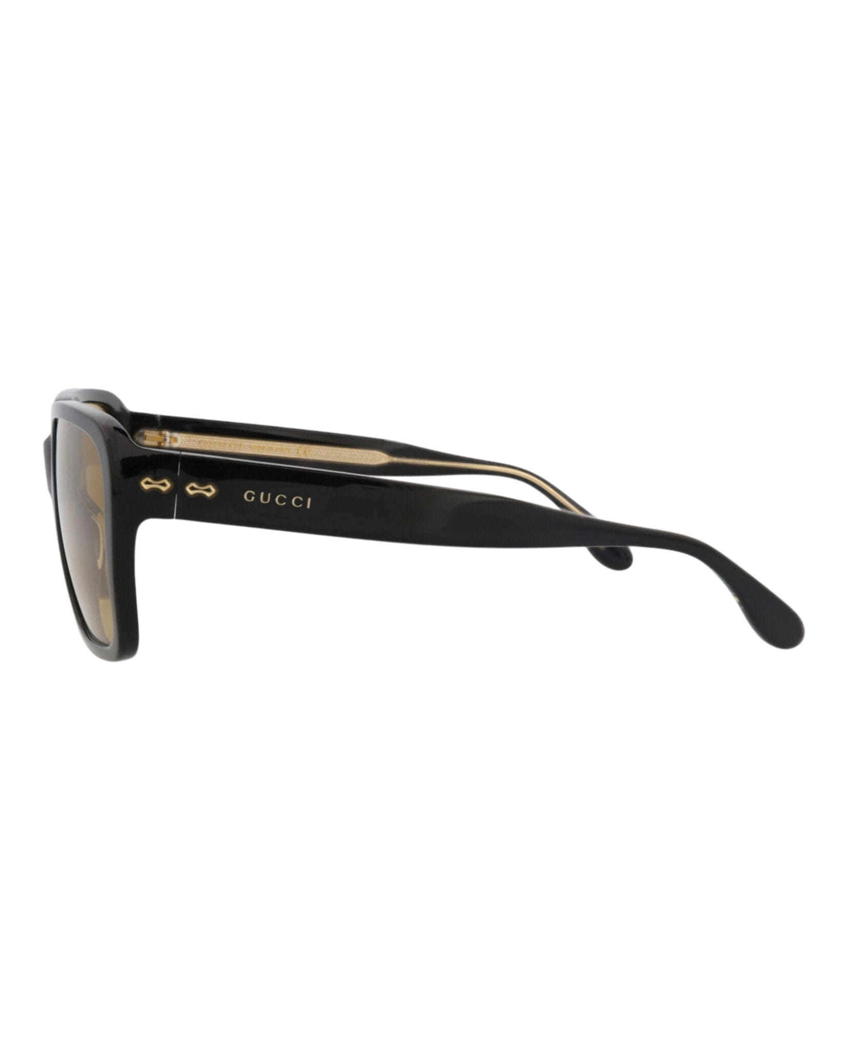 Gucci Mens Square/Rectangle Black Black Yellow Fashion Designer Eyewear