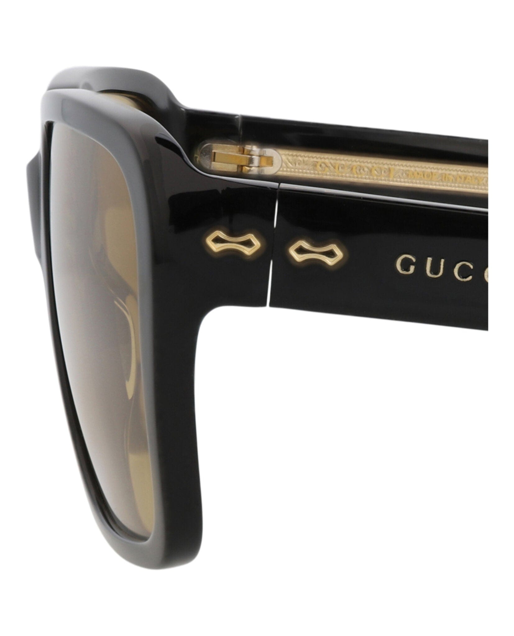 Gucci Mens Square/Rectangle Black Black Yellow Fashion Designer Eyewear