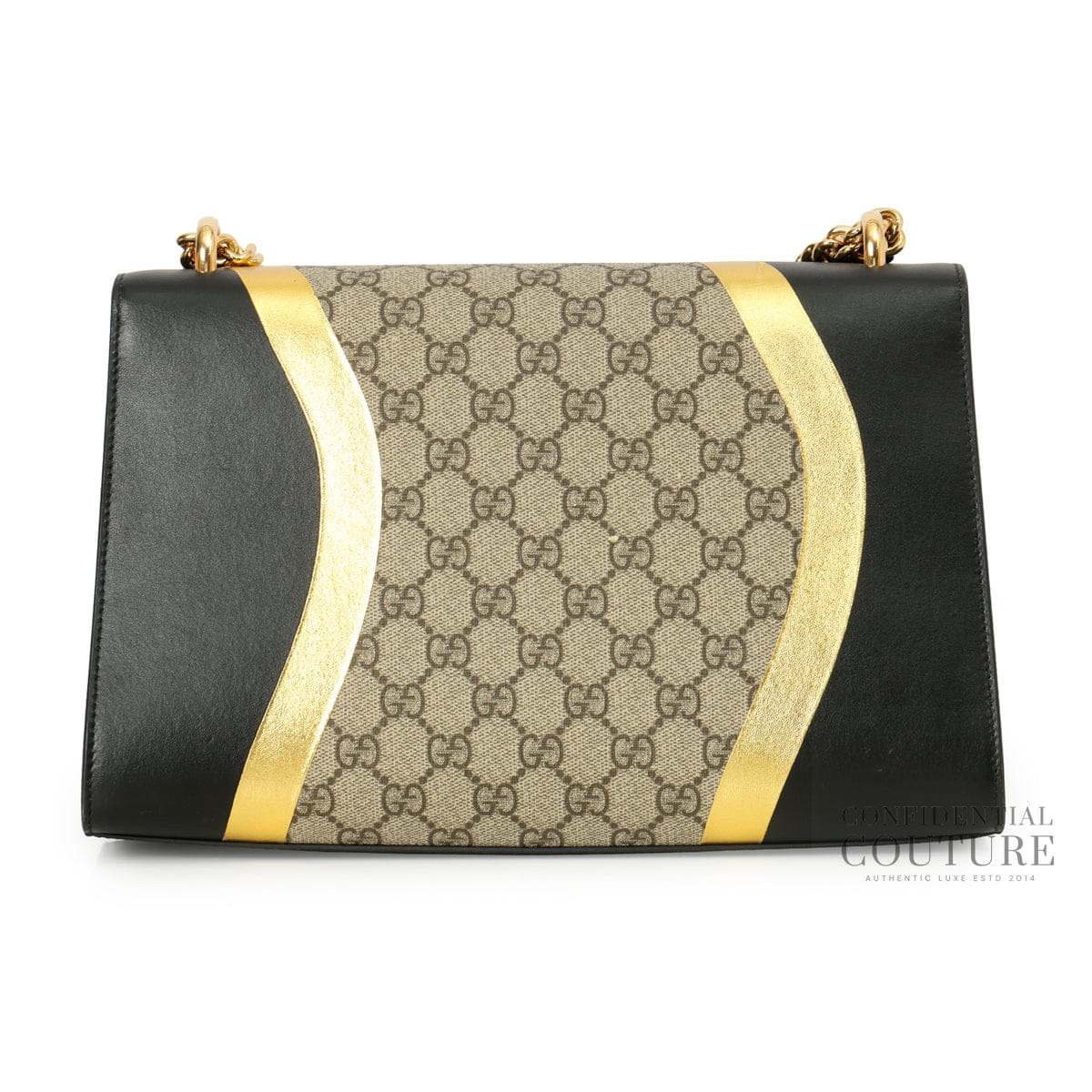 Gucci Beige/Ebony & Black GG Supreme Coated Canvas Padlock Medium Shoulder Bag