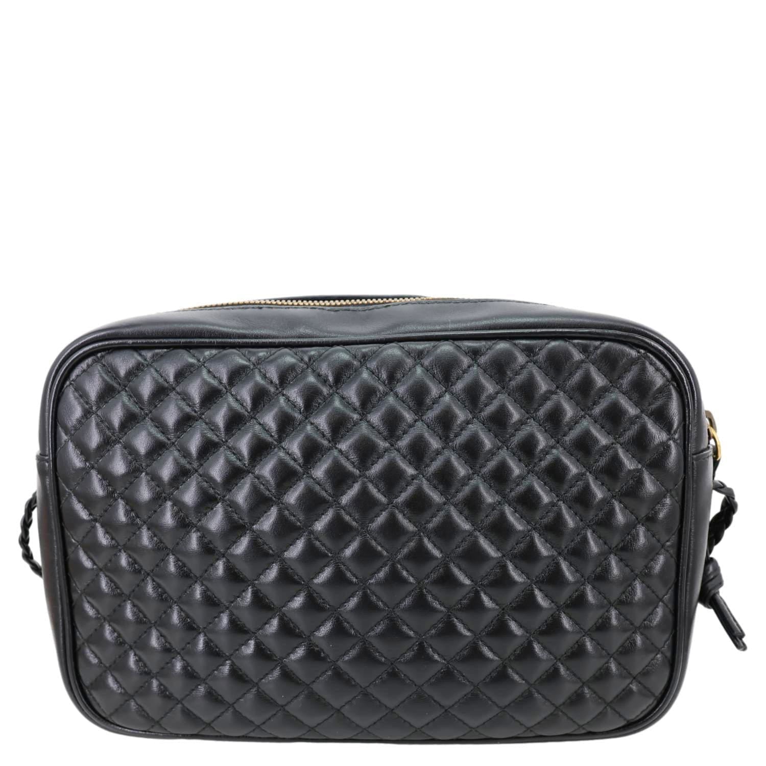 GUCCI Trapuntata Web Calfskin Leather Camera Shoulder Bag Black 541051