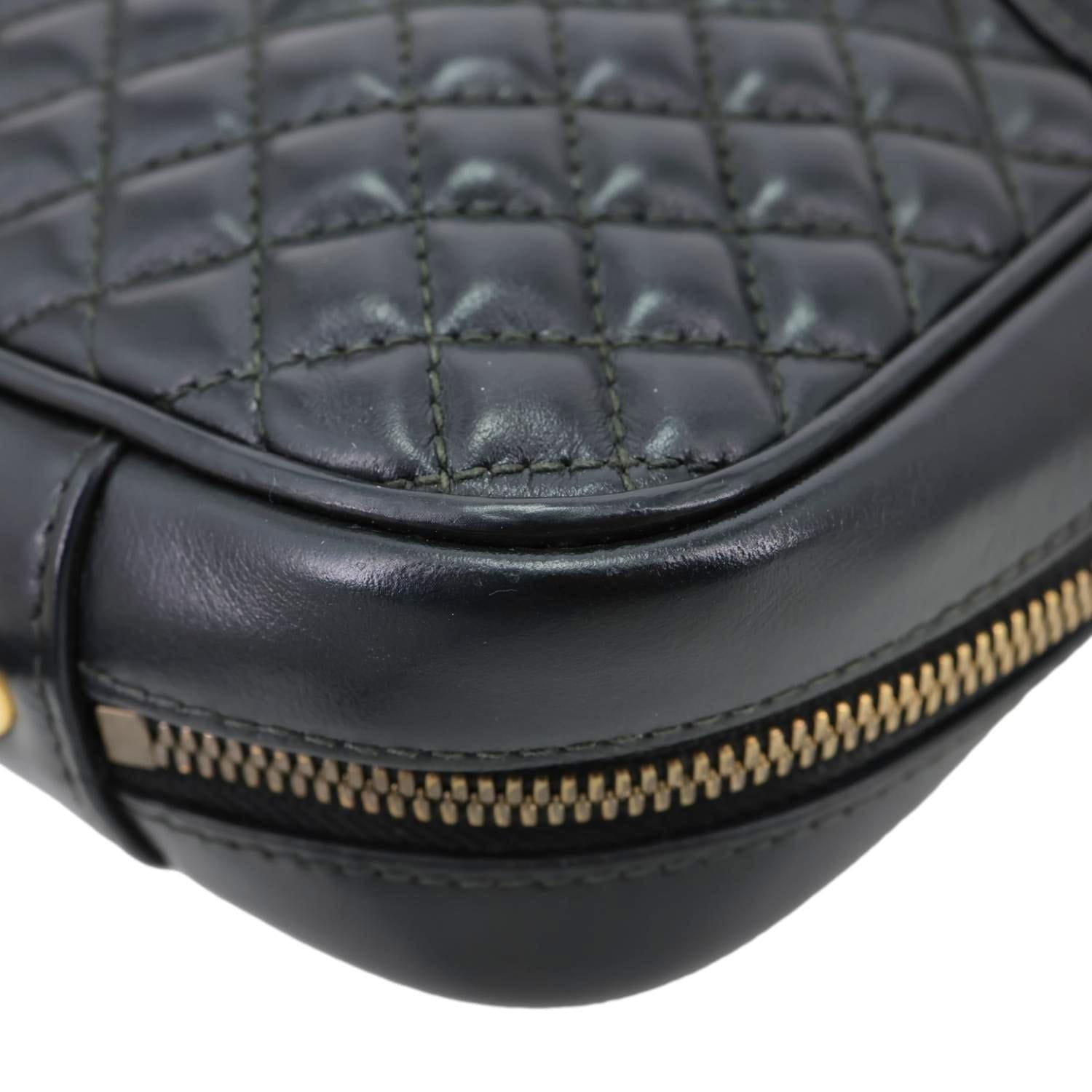 GUCCI Trapuntata Web Calfskin Leather Camera Shoulder Bag Black 541051