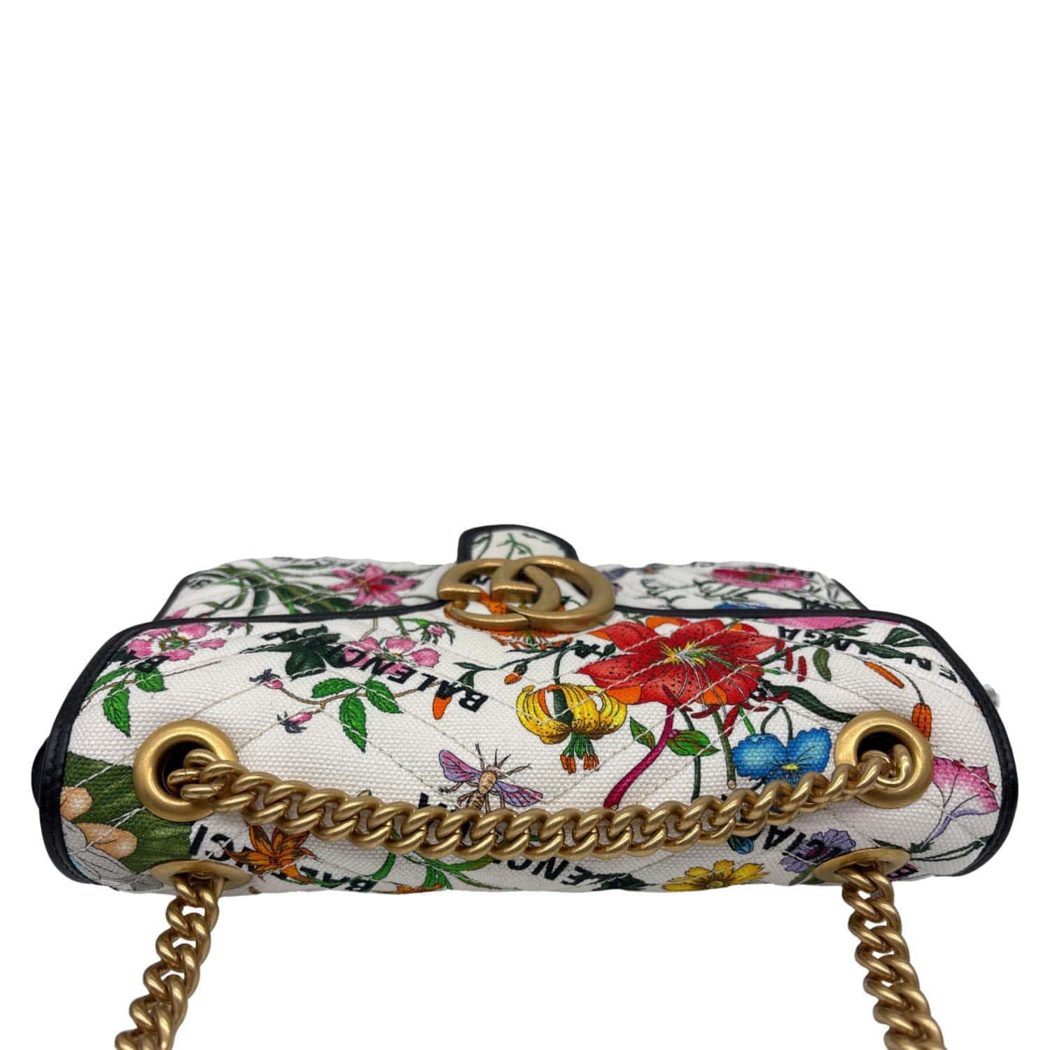 GUCCI x BALENCIAGA GG Marmont The Hacker Project Flora Canvas Shoulder Bag White 443497