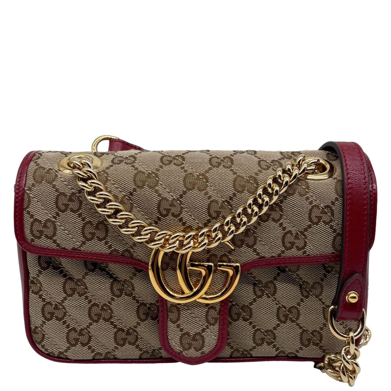 GUCCI GG Marmont Mini Canvas Leather Shoulder Bag Beige 446744