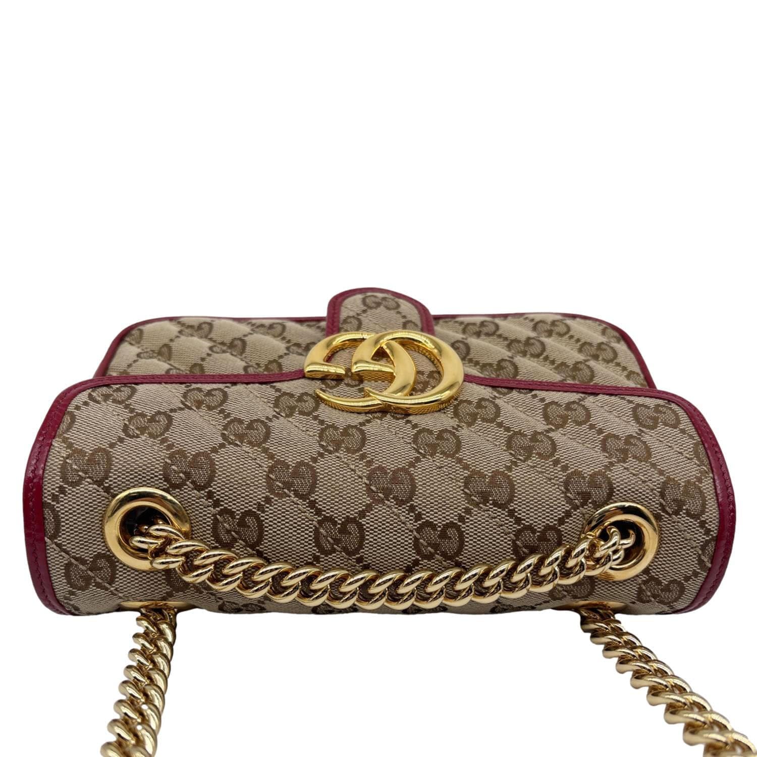 GUCCI GG Marmont Mini Canvas Leather Shoulder Bag Beige 446744