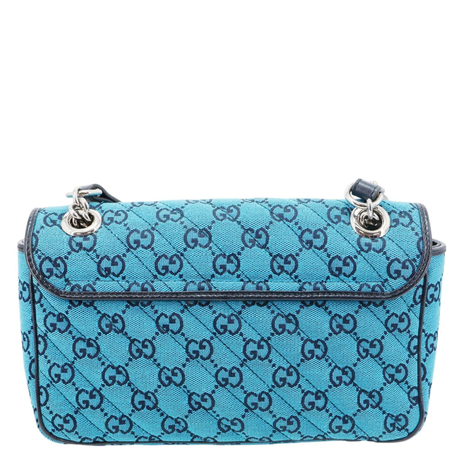 GUCCI GG Marmont Small Matelasse Canvas Shoulder Bag Blue 443497