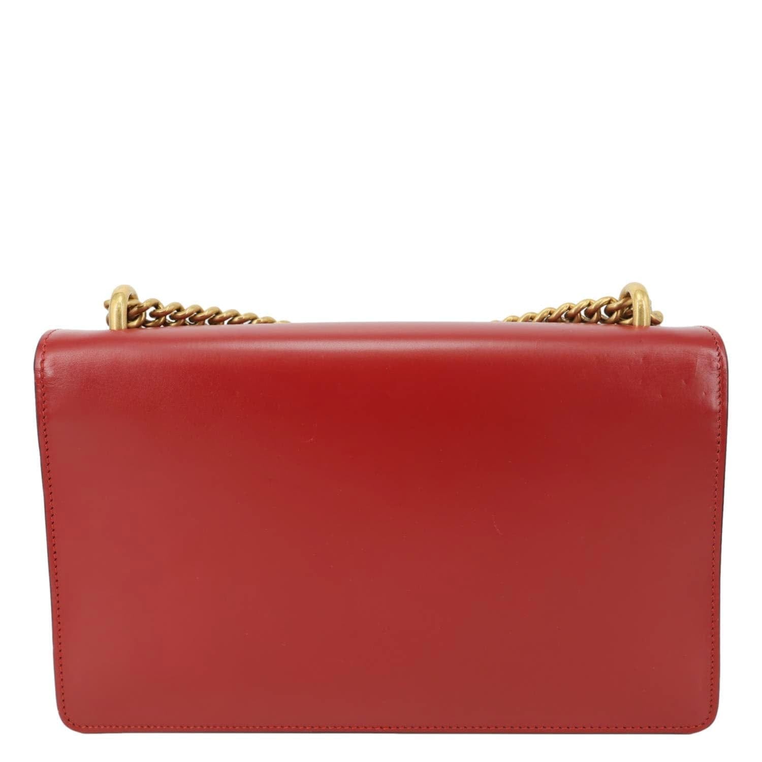 GUCCI GG Marmont Knight Medium Calfskin Leather Chain Shoulder Bag Red 431777