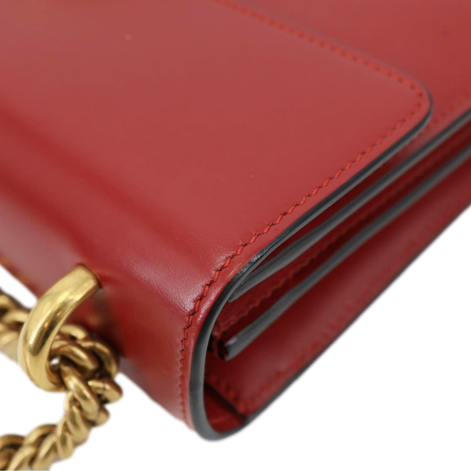 GUCCI GG Marmont Knight Medium Calfskin Leather Chain Shoulder Bag Red 431777
