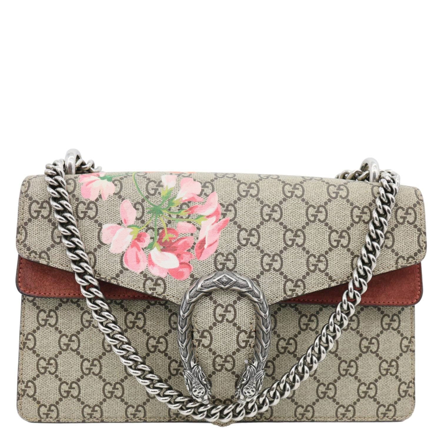 GUCCI Dionysus Small Blooms GG Supreme Canvas Shoulder Bag Beige 400249