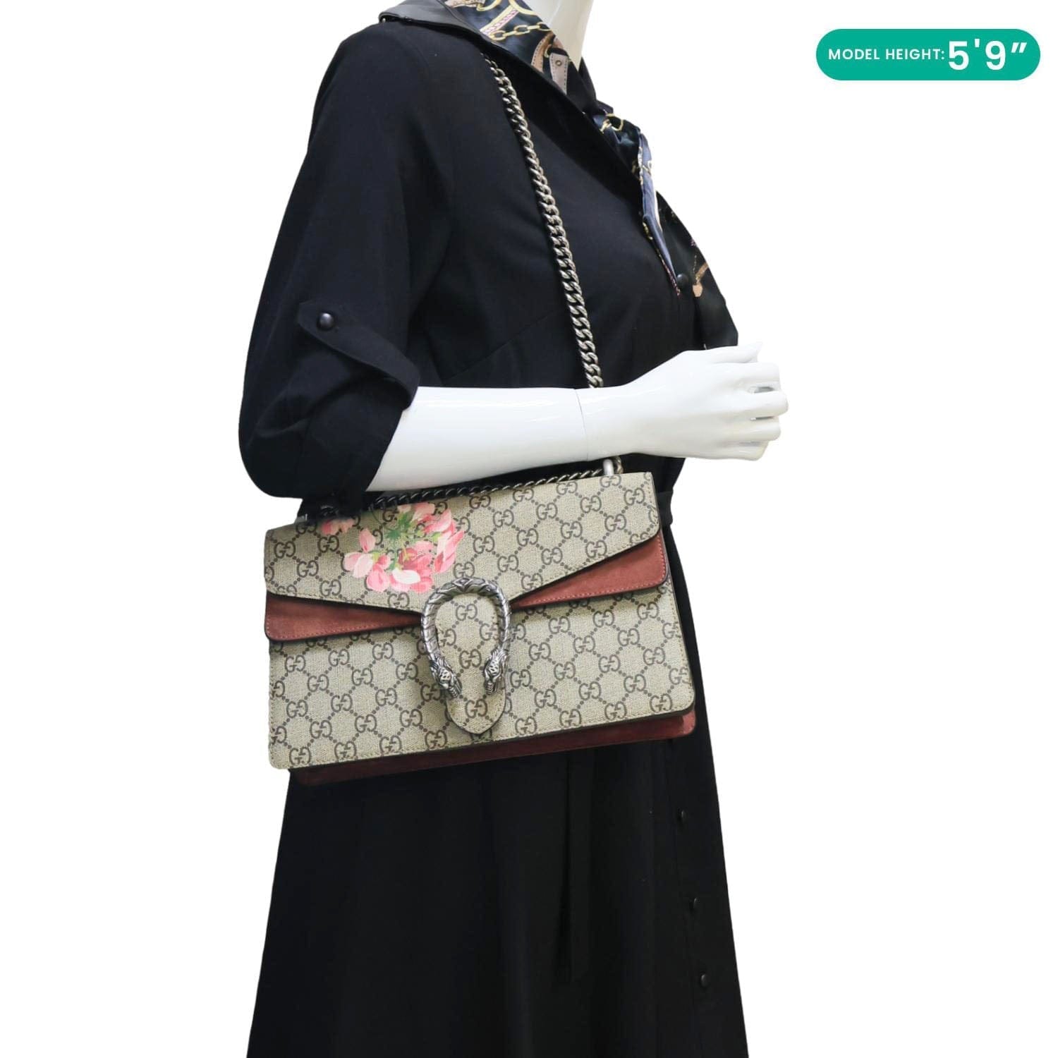 GUCCI Dionysus Small Blooms GG Supreme Canvas Shoulder Bag Beige 400249