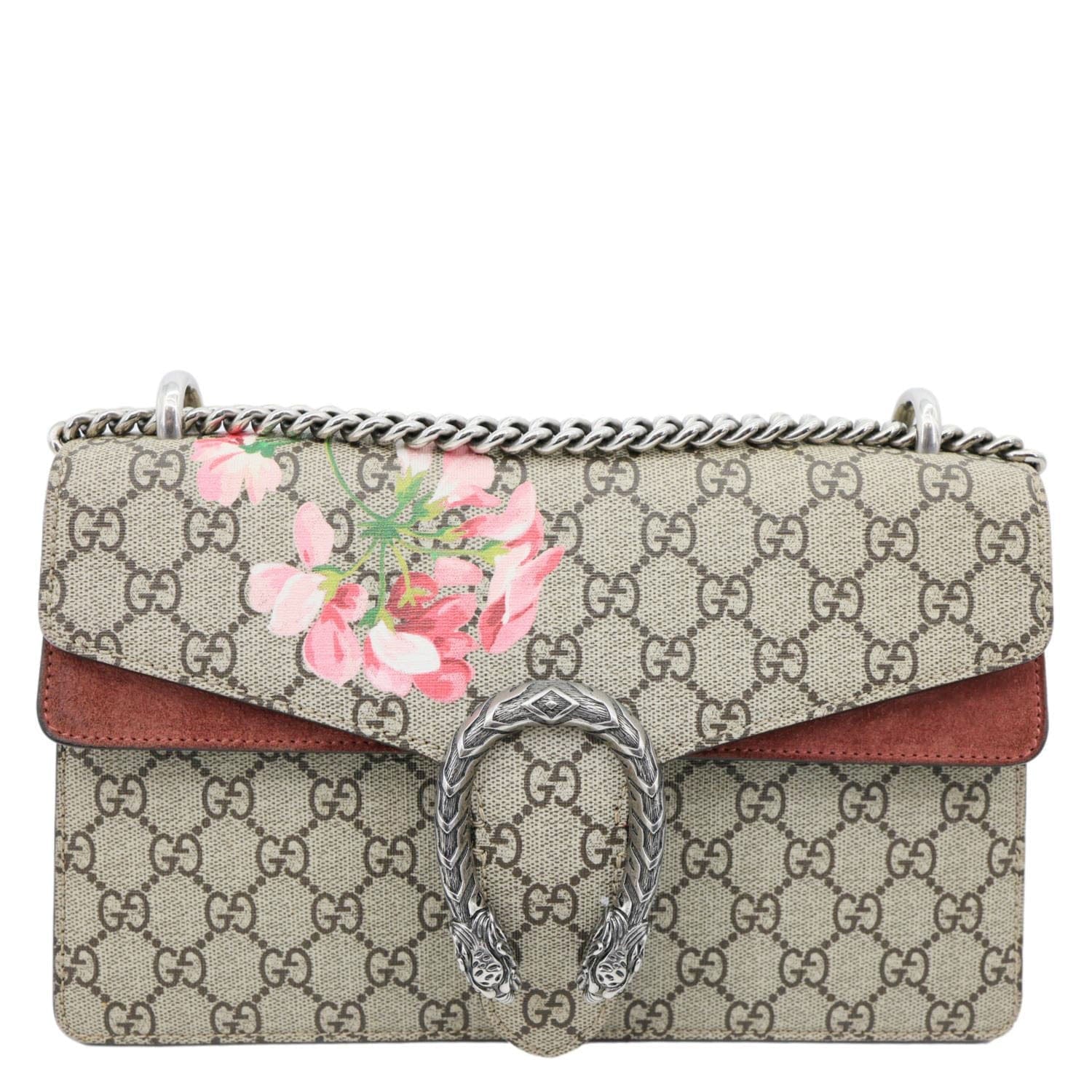GUCCI Dionysus Small Blooms GG Supreme Canvas Shoulder Bag Beige 400249