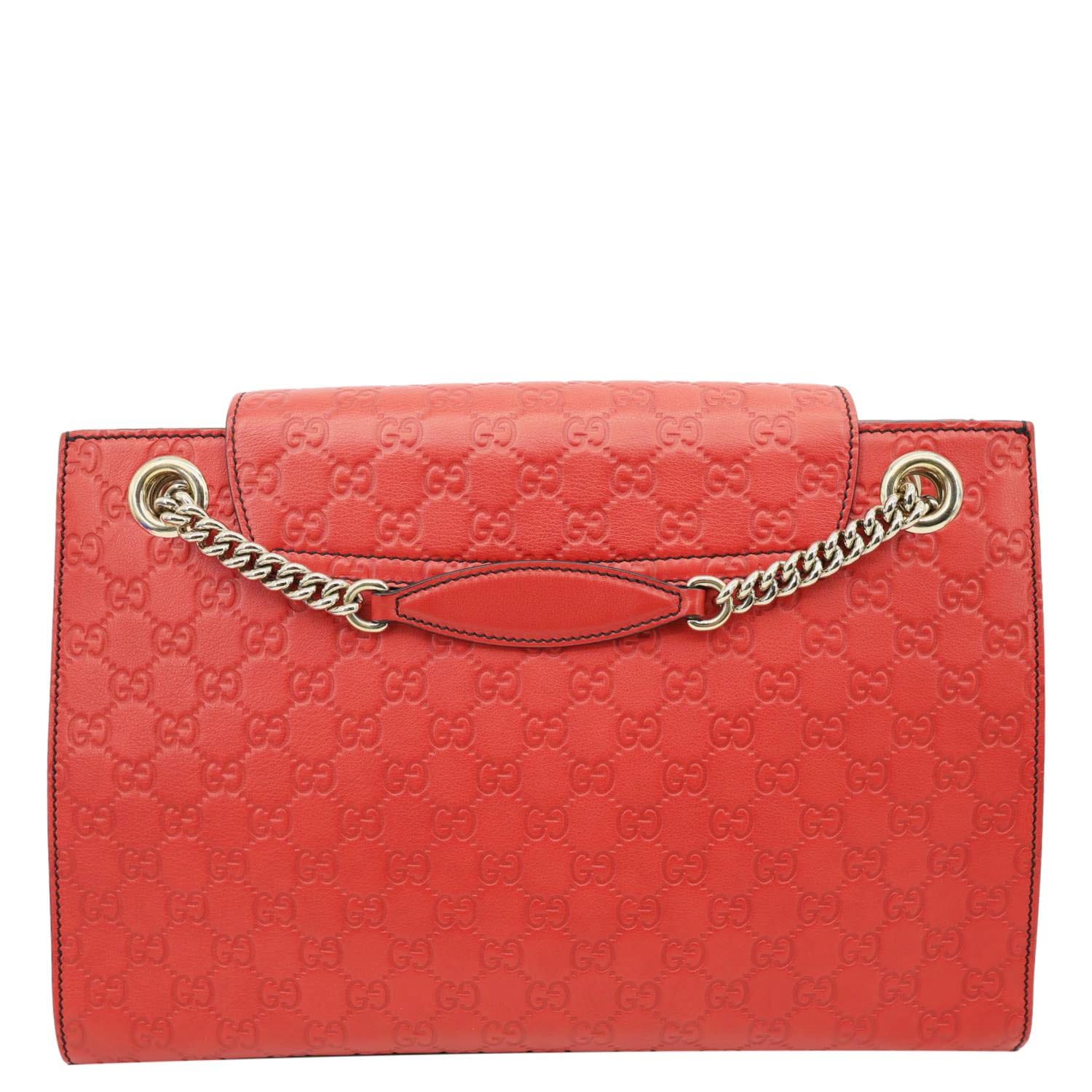 GUCCI Emily Large Leather Chain Shoulder Bag Red 295403