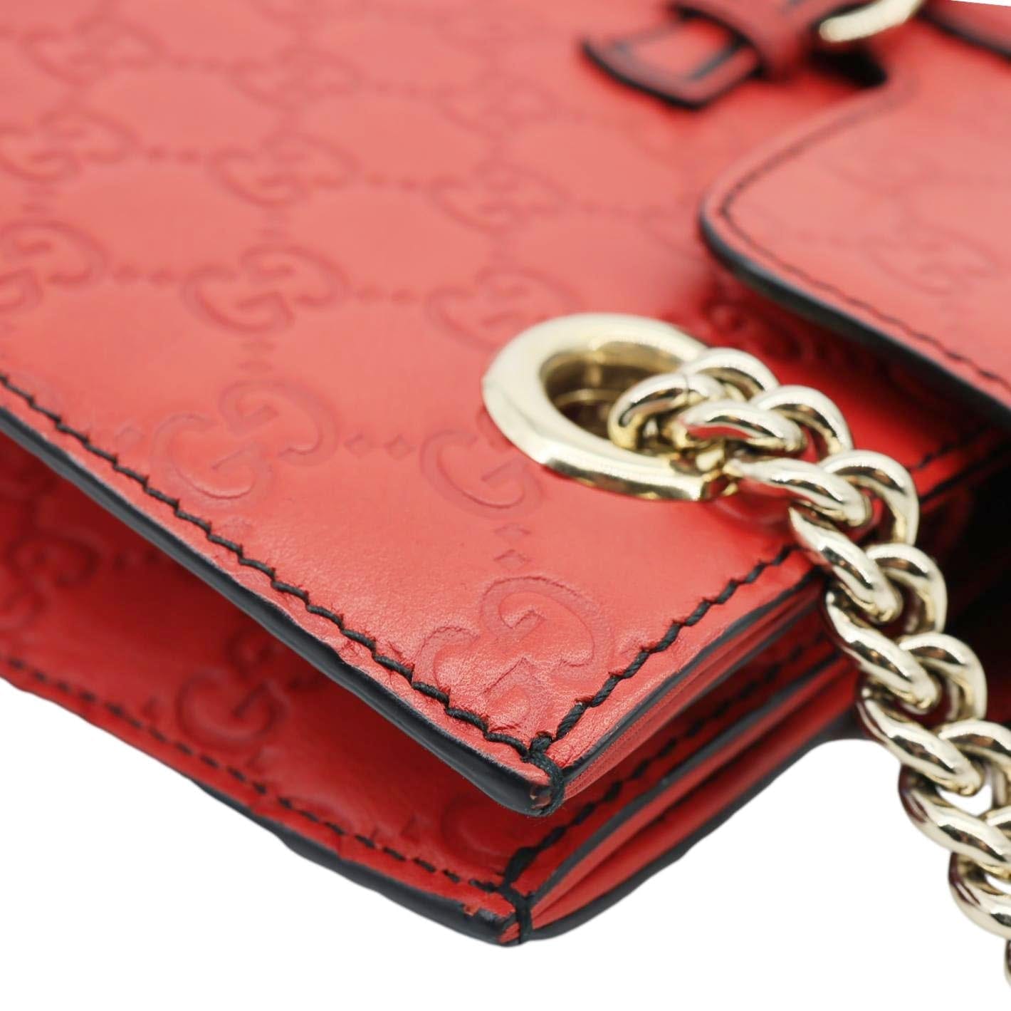 GUCCI Emily Large Leather Chain Shoulder Bag Red 295403