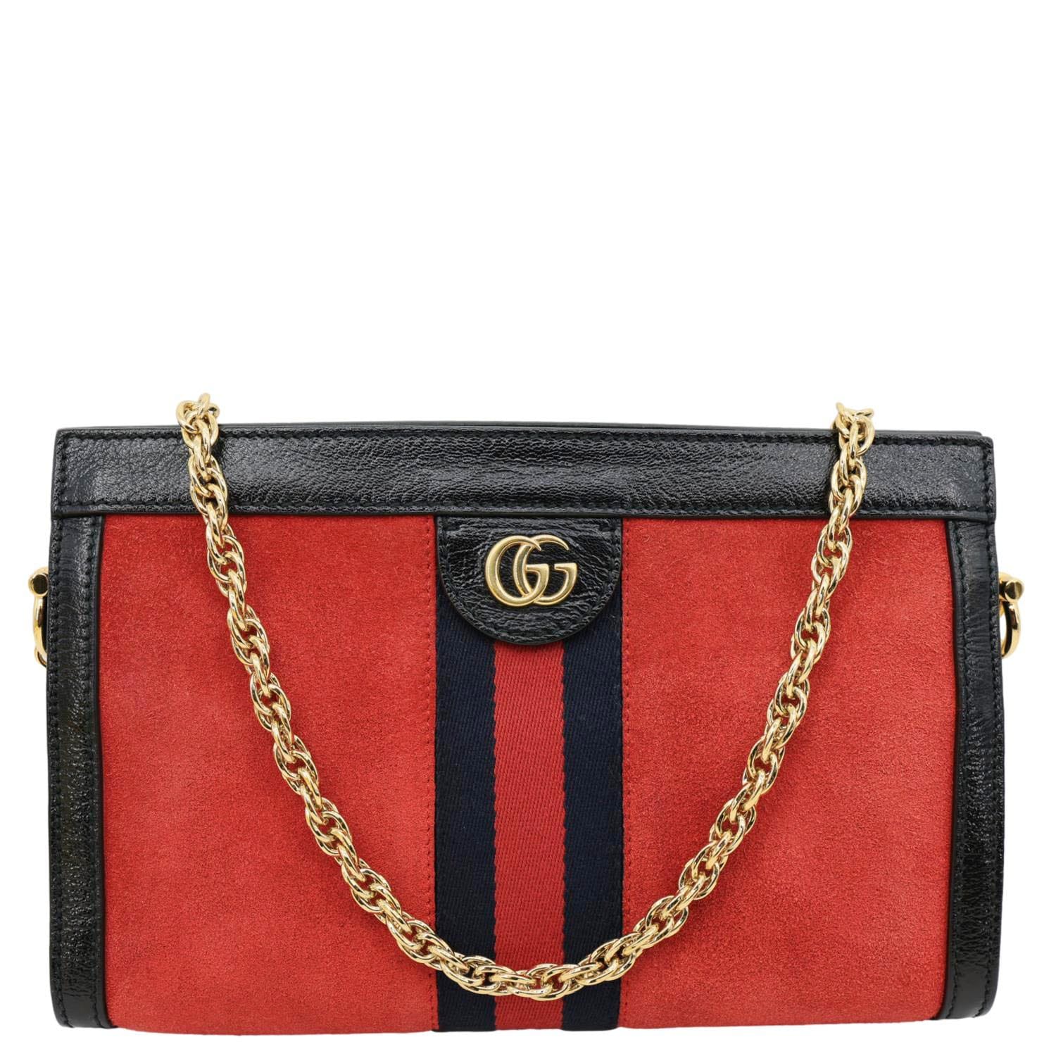 GUCCI Ophidia Small Suede Chain Shoulder Bag Red 503877