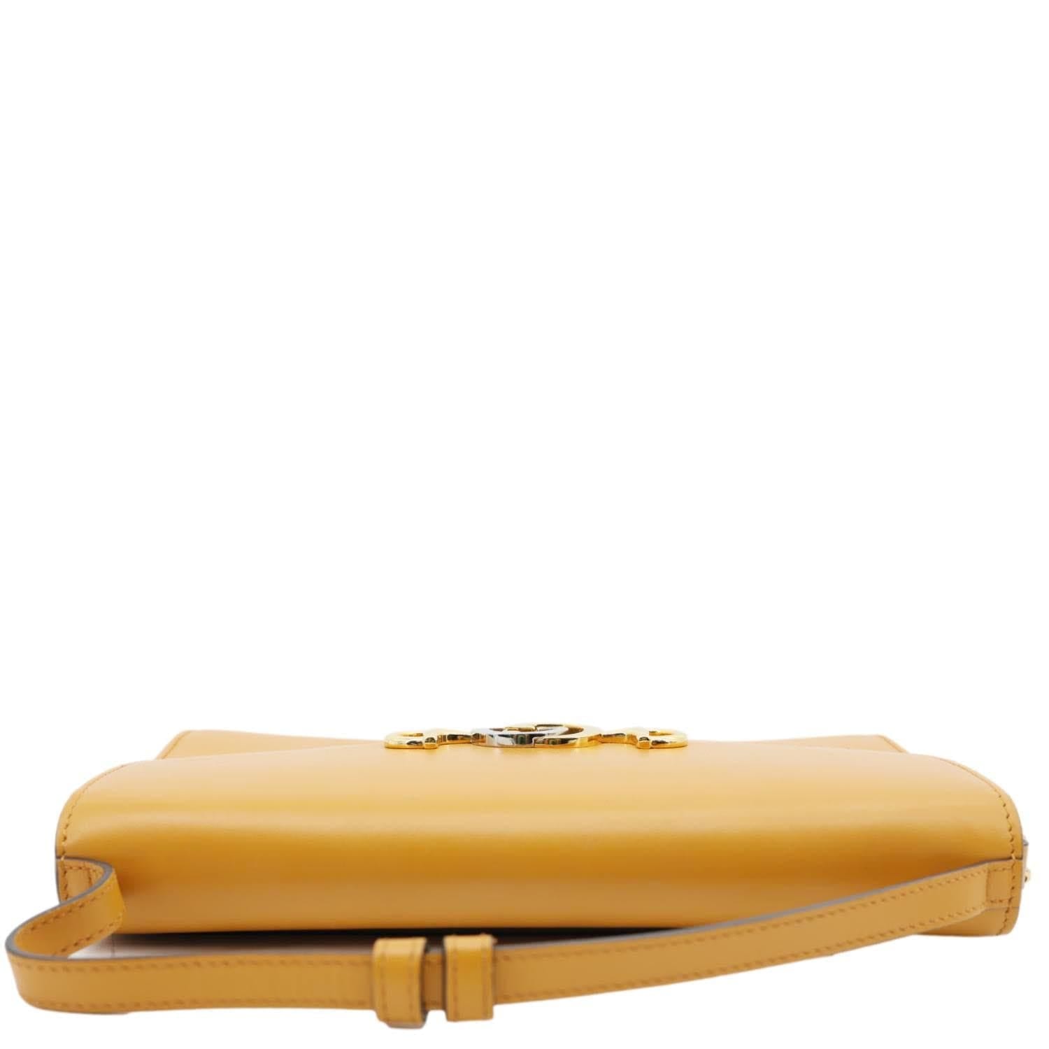 GUCCI Zumi Flap Smooth Leather Shoulder Bag Yellow 572375