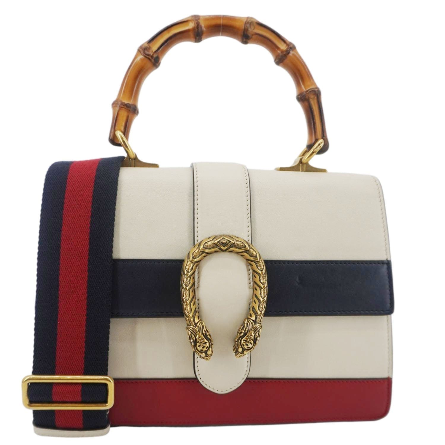 GUCCI Dionysus Bamboo Medium Leather Top Handle Shoulder Bag White 448075