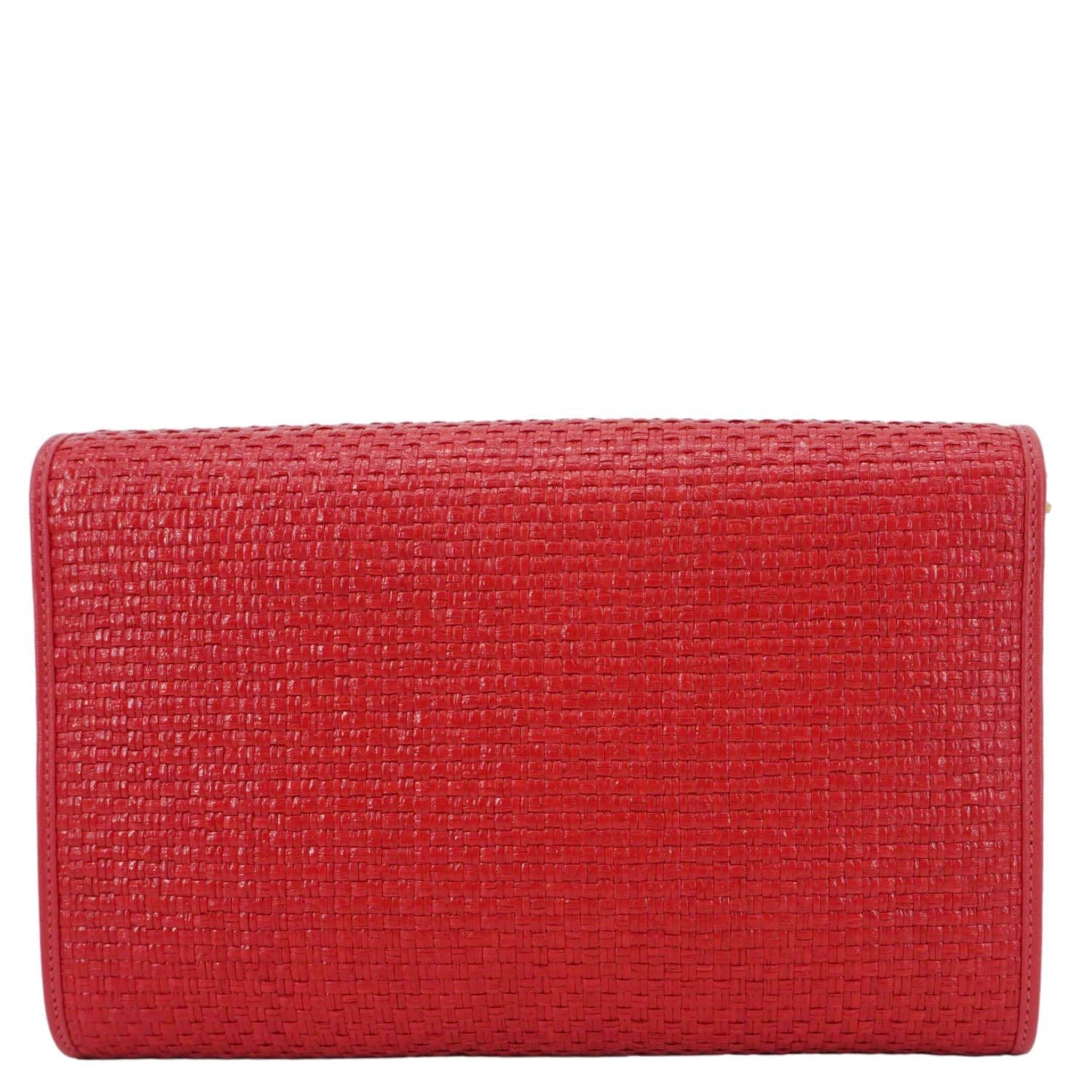 GUCCI Horsebit 1955 Straw Shoulder Bag Red 655667