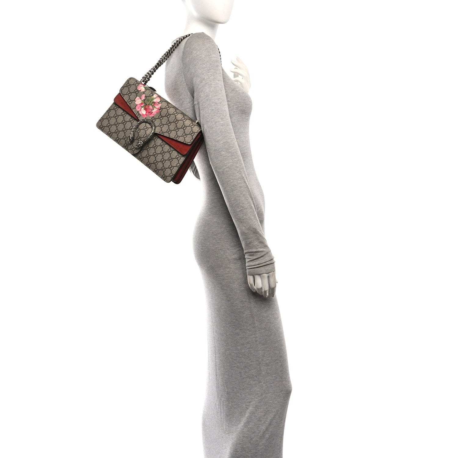 Gucci GG Supreme Monogram Blooms Small Dionysus Shoulder Bag Beige Multicolor Dry Rose