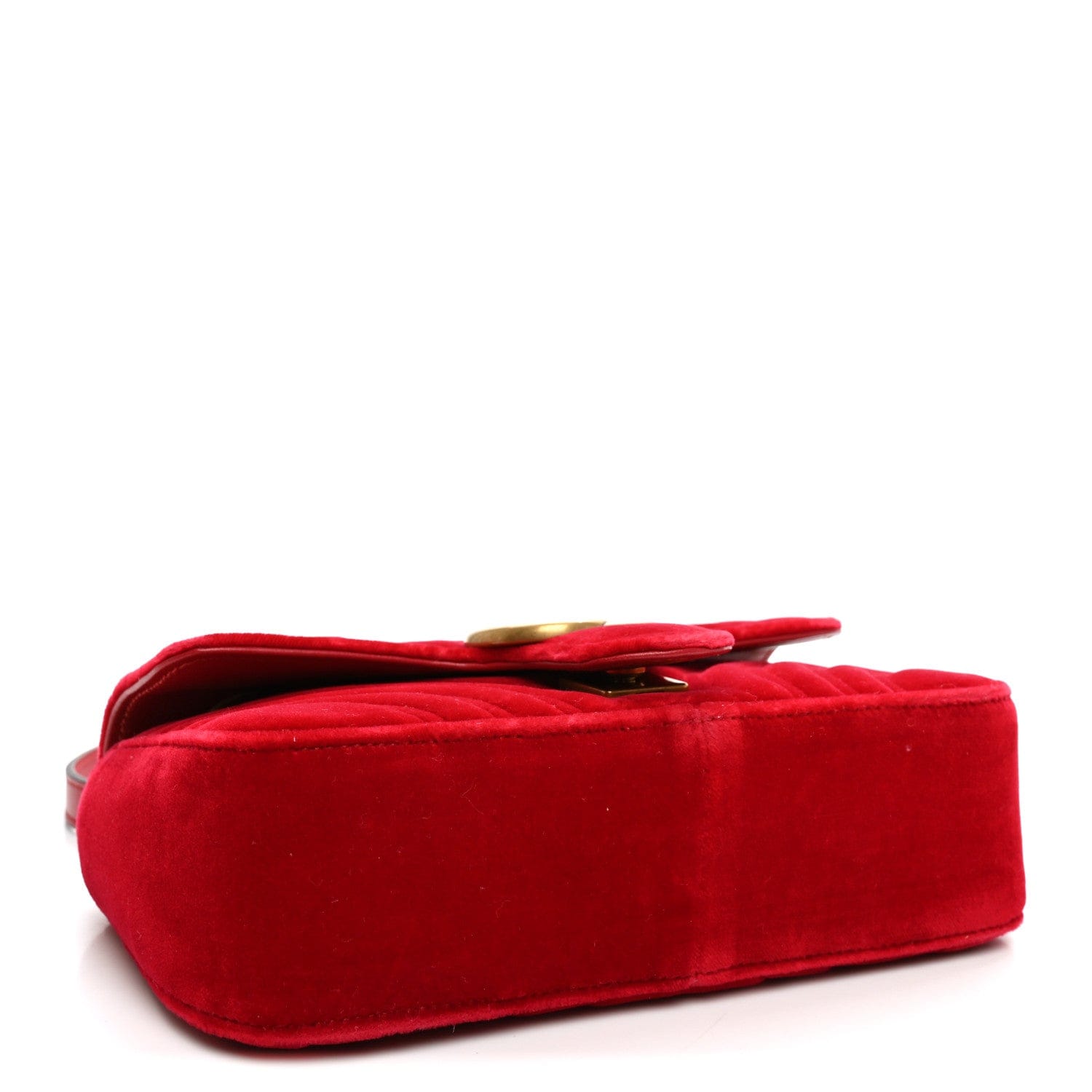 Gucci Velvet Matelasse Mini GG Marmont Shoulder Bag Hibiscus Red