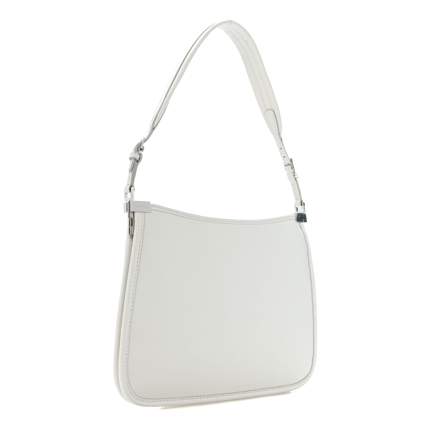 Gucci Calfskin Horsebit Slim Shoulder Bag White