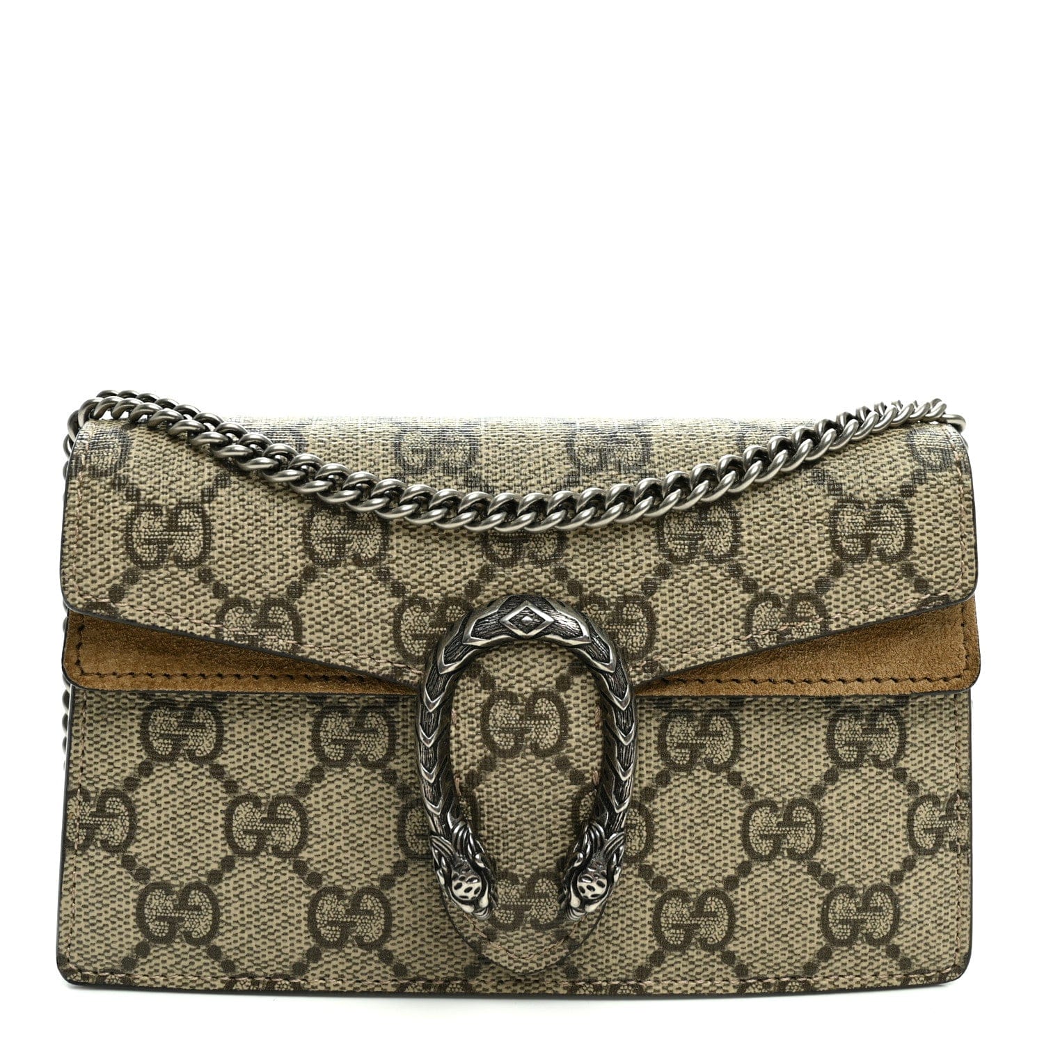 Gucci GG Supreme Monogram Super Mini Dionysus Shoulder Bag Taupe