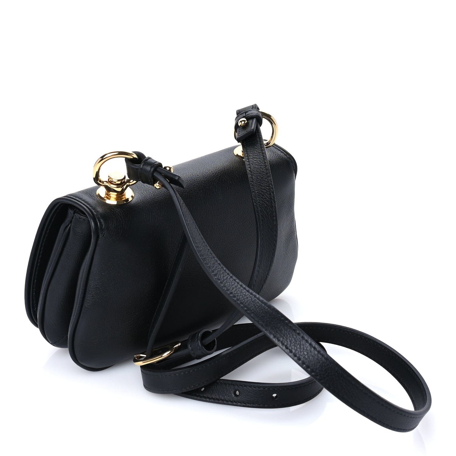 Gucci Roxy Calfskin Web Mini Blondie Shoulder Bag Black