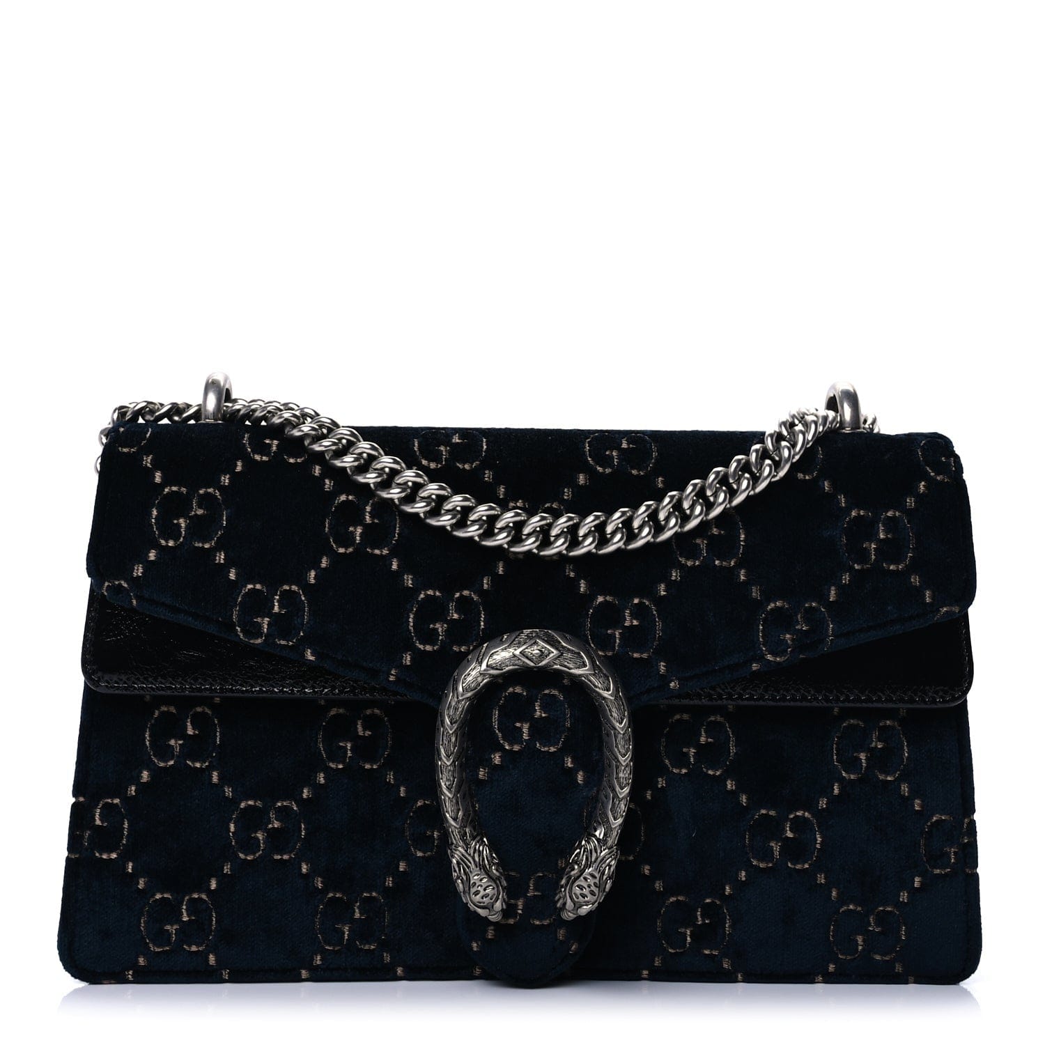 Gucci Velvet Skipper GG Monogram Small Dionysus Shoulder Bag Blue Beige Black