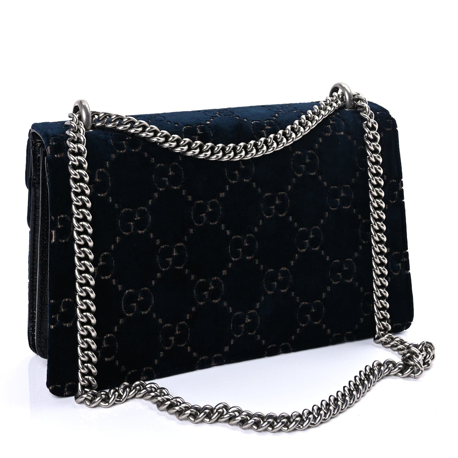 Gucci Velvet Skipper GG Monogram Small Dionysus Shoulder Bag Blue Beige Black