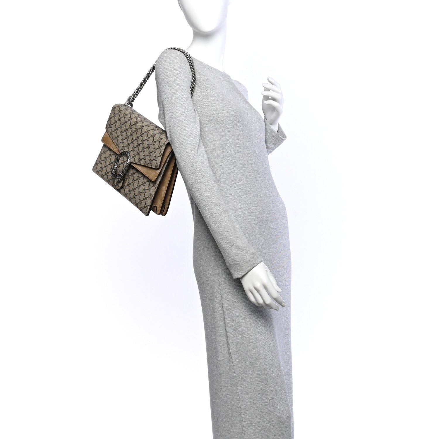 Gucci GG Supreme Monogram Medium Dionysus Shoulder Bag Taupe