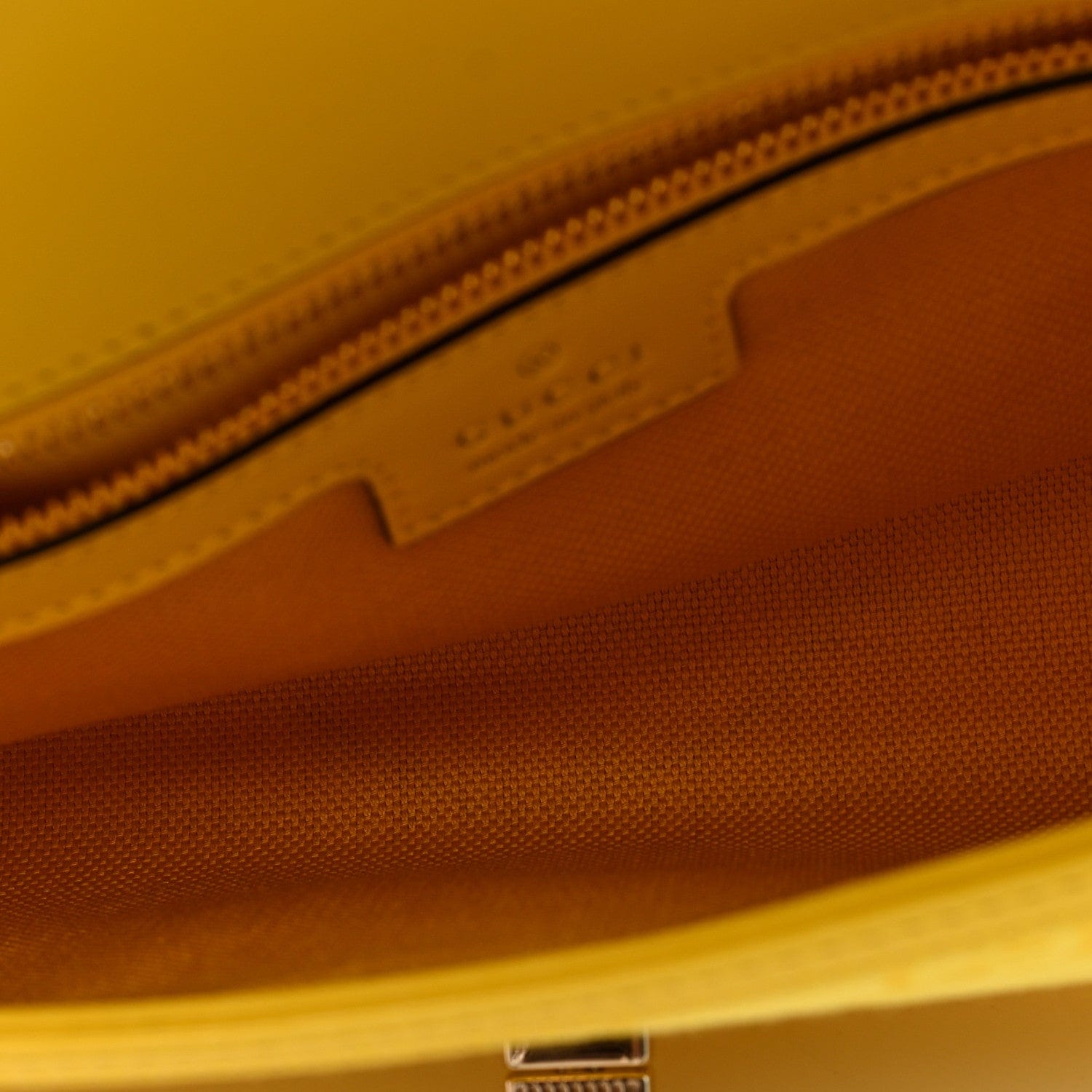 Gucci GG Monogram Textured Dollar Calfskin Small Luce Shoulder Bag Yellow Yellow