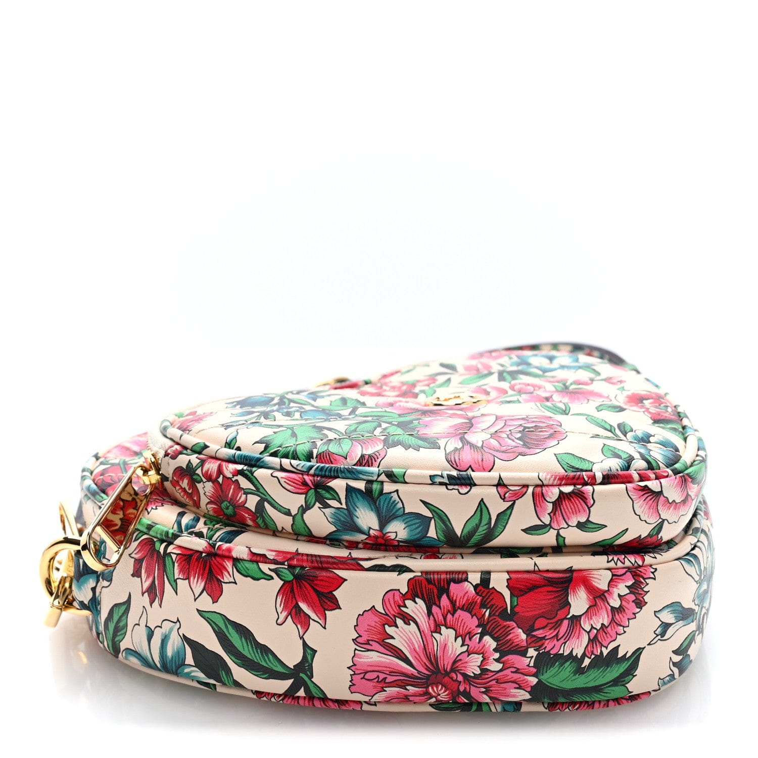Gucci Calfskin Brit Roses Print Matelasse Diagonal Mini Interlocking G Heart Shoulder Bag Multicolor Multicolor