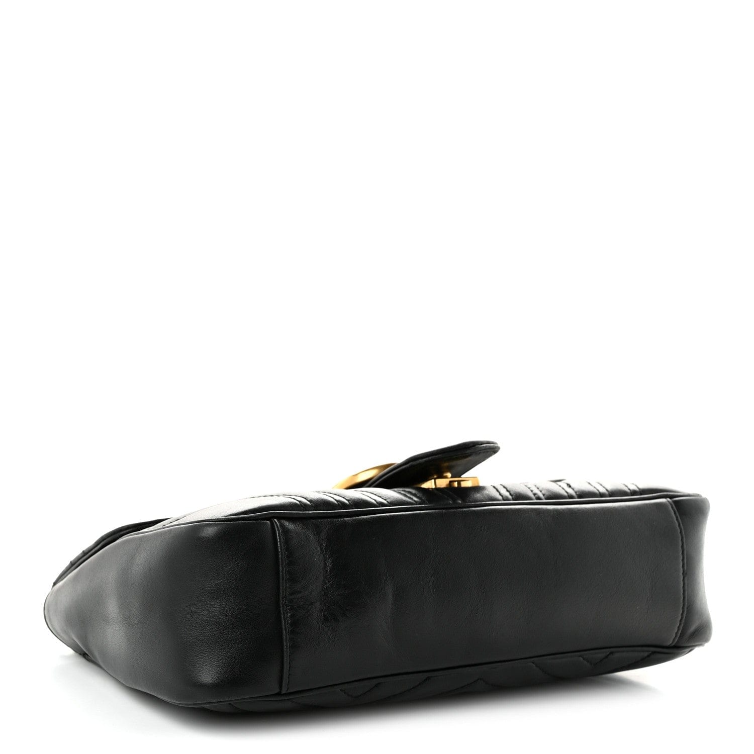 Gucci Calfskin Matelasse Small GG Marmont Shoulder Bag Black