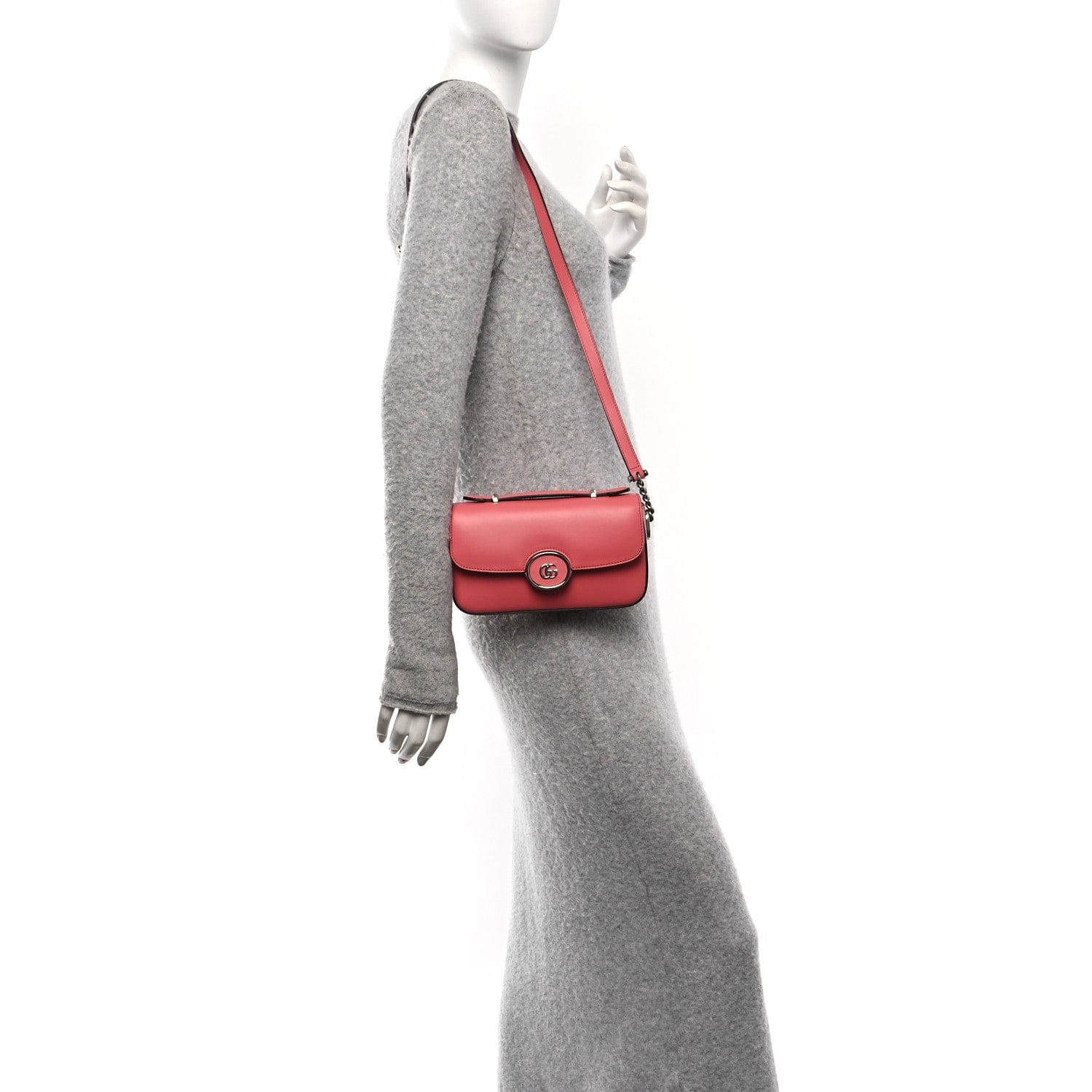 Gucci Senna Calfskin Petite GG Top Handle Shoulder Bag Pink