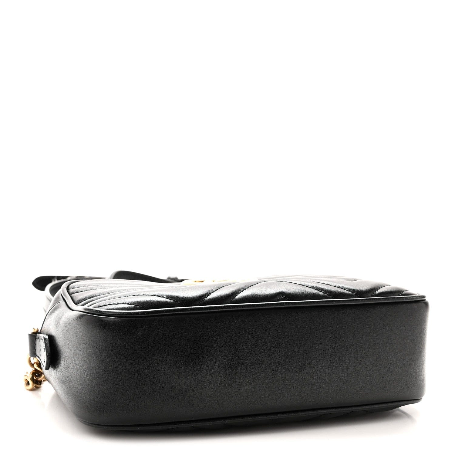Gucci Calfskin Matelasse Small GG Marmont Chain Shoulder Bag Black